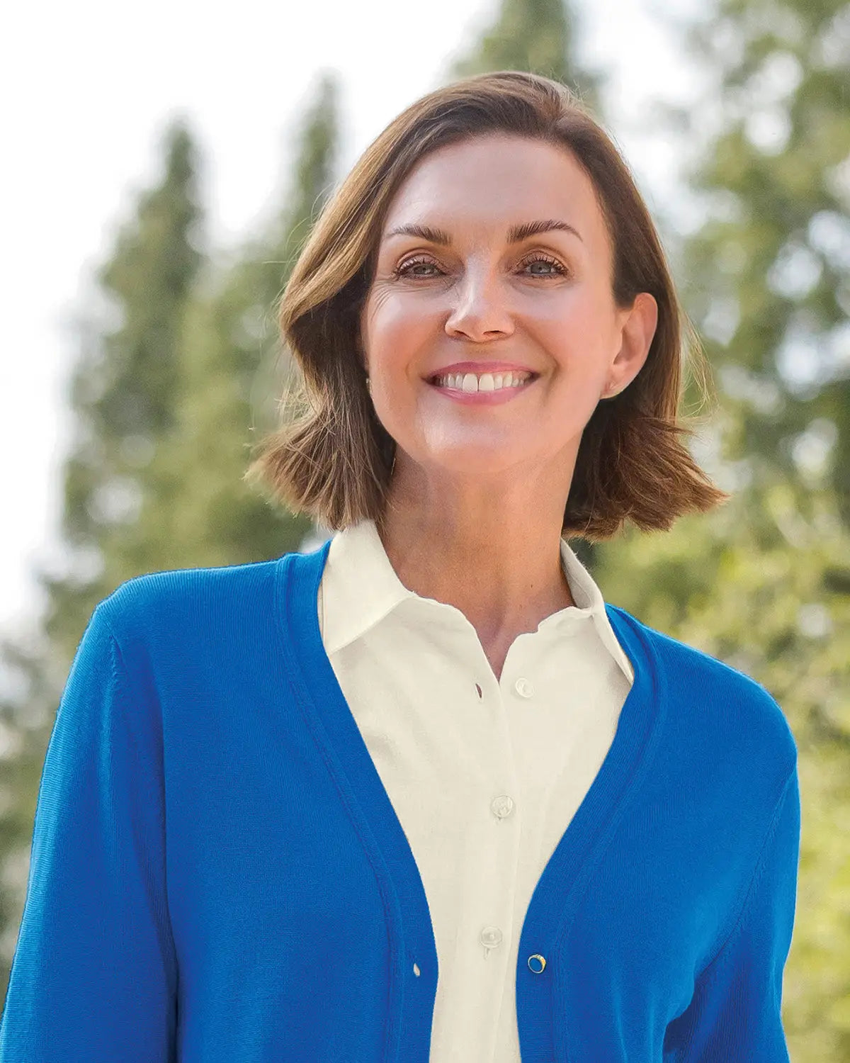 Ladies’ Pure Merino Wool V-Neck Cardigan – Azure-Tactilefable