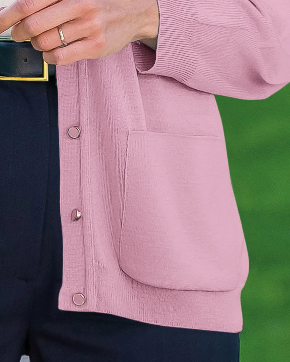 Ladies’ Pure Merino Wool V-Neck Cardigan – Dusky Pink-Tactilefable