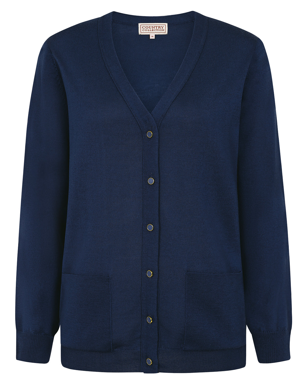 Ladies’ Pure Merino Wool V-Neck Cardigan – Navy-Tactilefable