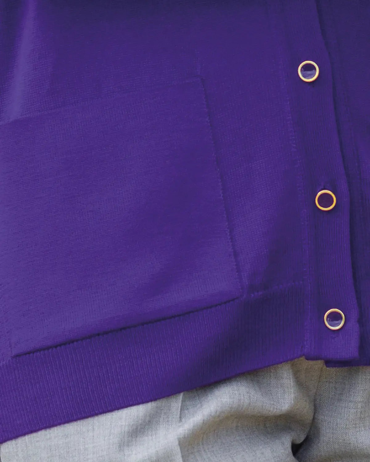 Ladies’ Pure Merino Wool V-Neck Cardigan – Purple-Tactilefable