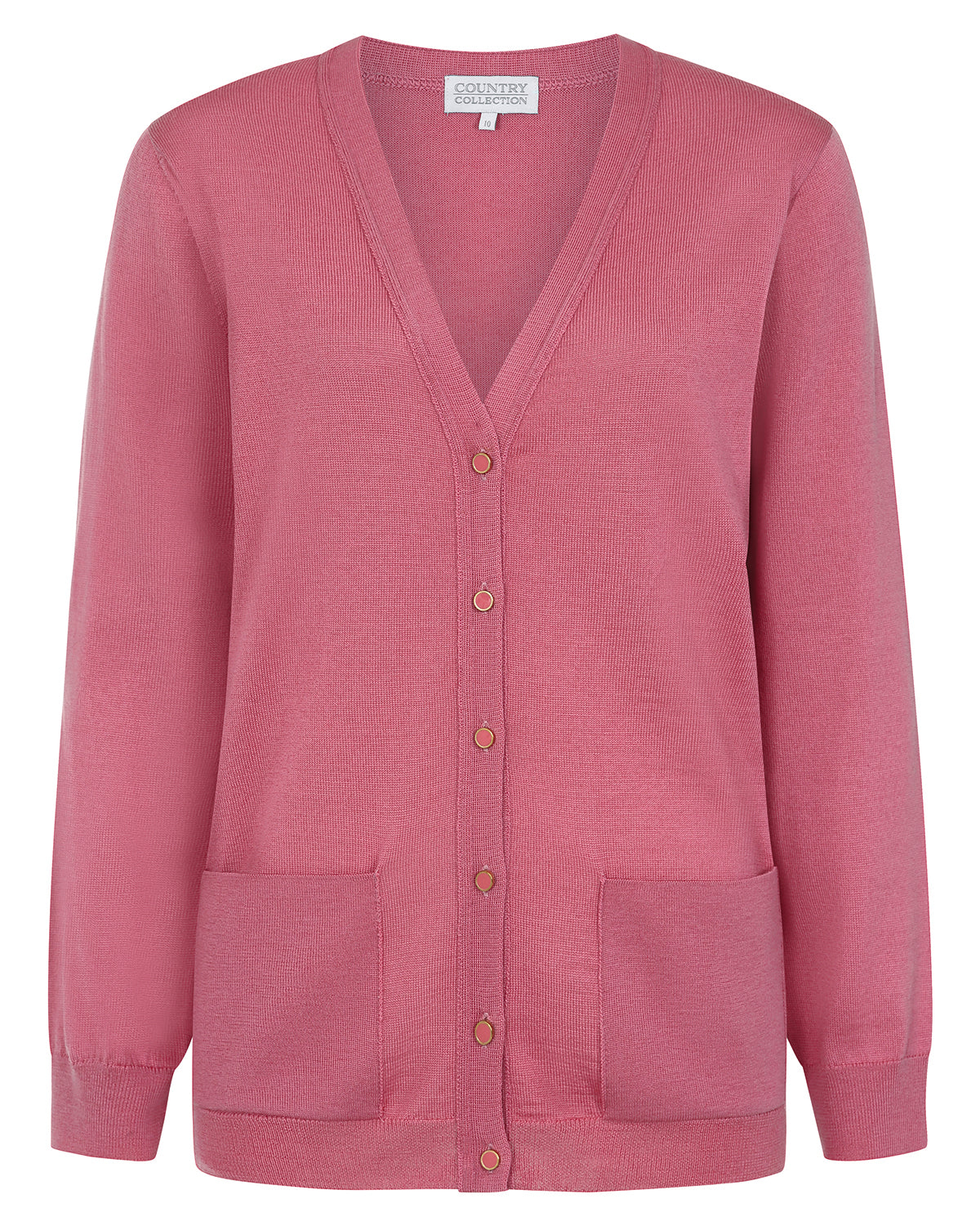 Ladies’ Pure Merino Wool V-Neck Cardigan – Rose-Tactilefable