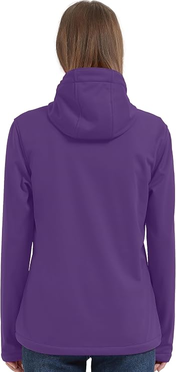 Women's Fleece Lined Softshell Jacket Waterproof Hooded Rain Coat-Tactilefable