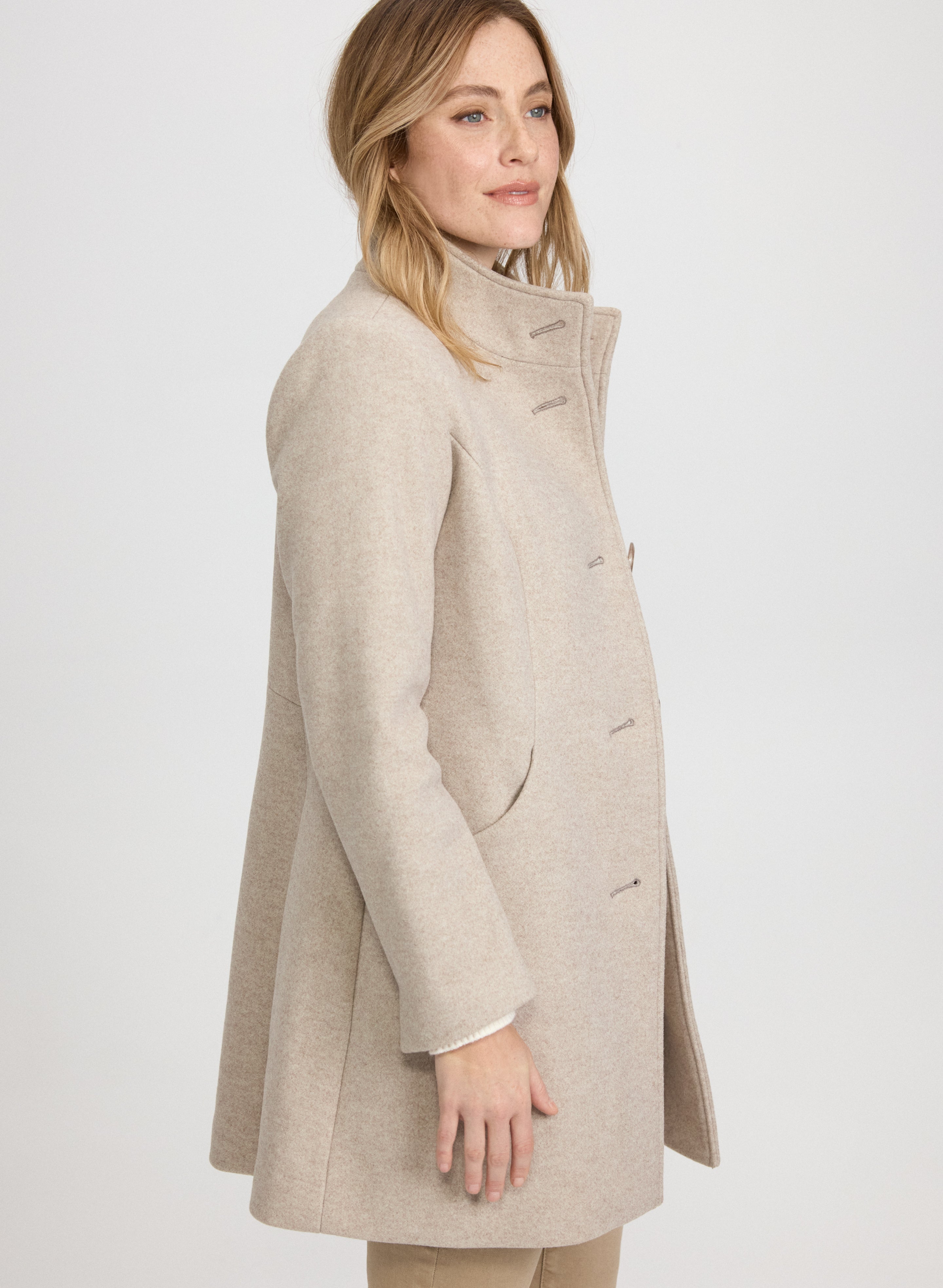 Stretch Wool-Blend Coat-Tactilefable