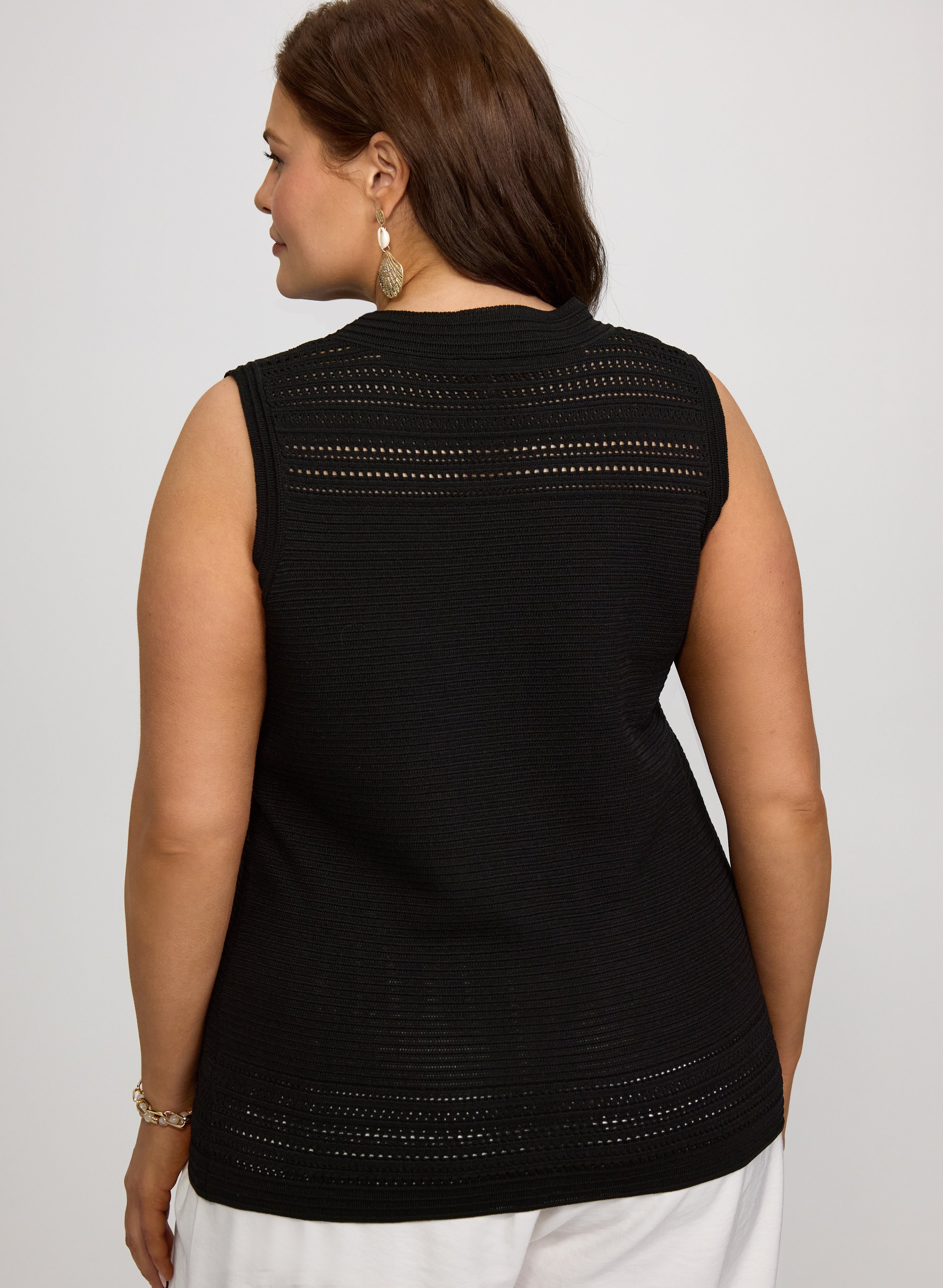 Sleeveless Pointelle Knit Tank-Tactilefable