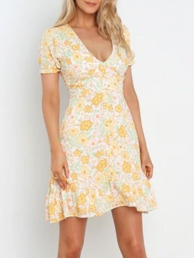 Bella Ruffled Hem Printed Short Sleeve Mini Dress | 2 Colors-Tactilefable