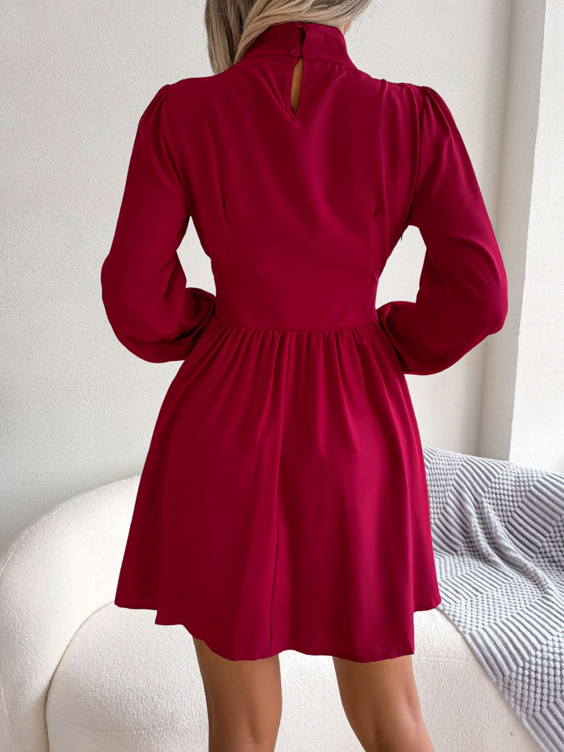 Jennifer Cutout Turtleneck A-Line 80s Swing Mini Dress | 3 Colors-Tactilefable