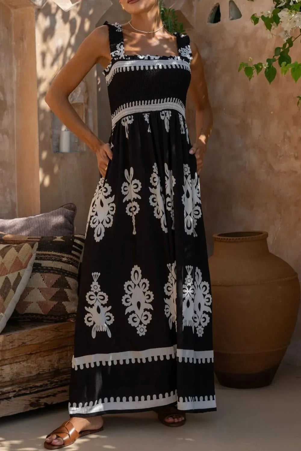 Daydream Printed Square Neck Cami Dress | 3 colors | Poundton-Tactilefable