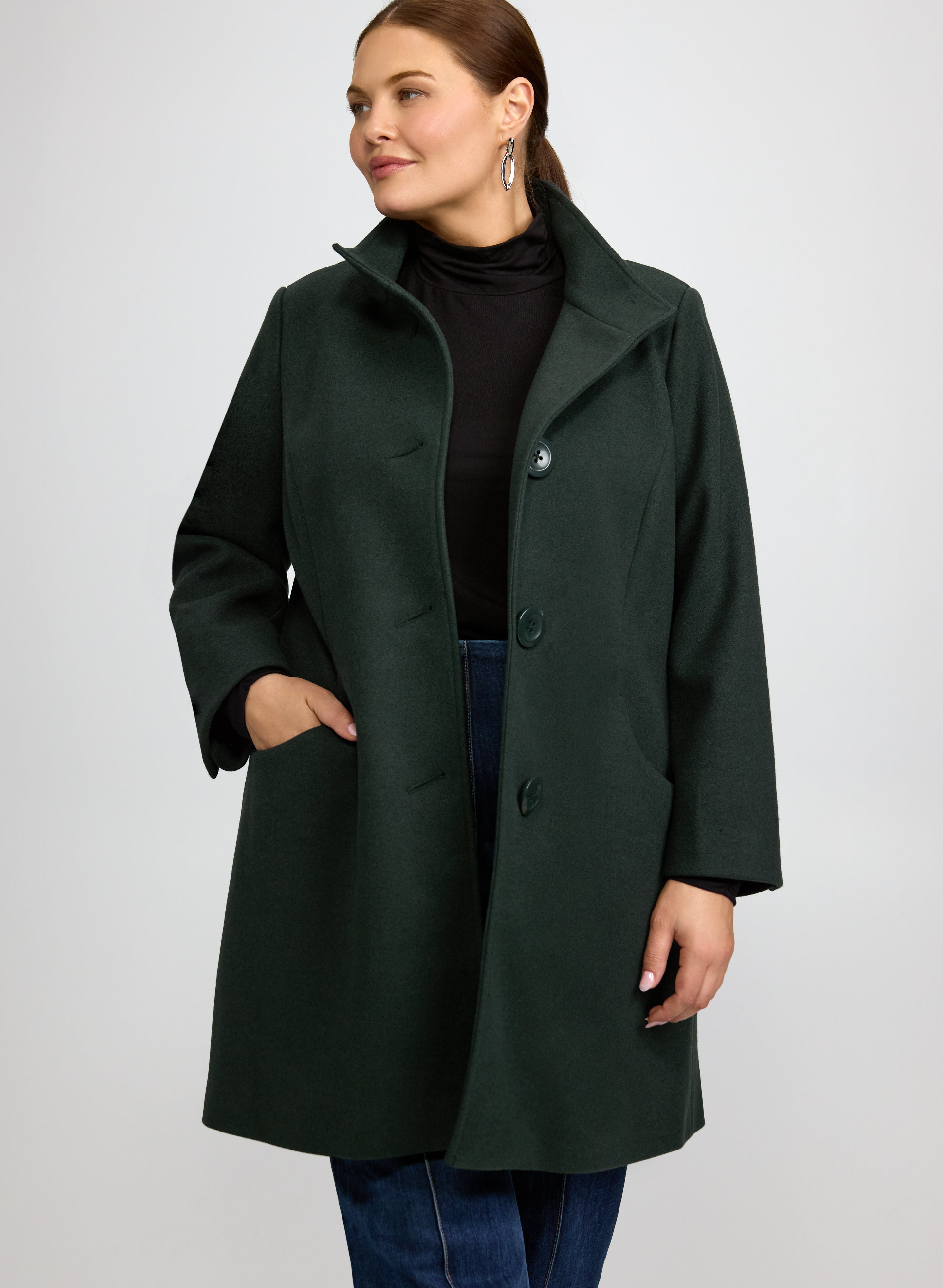 Stretch Wool-Blend Coat-Tactilefable