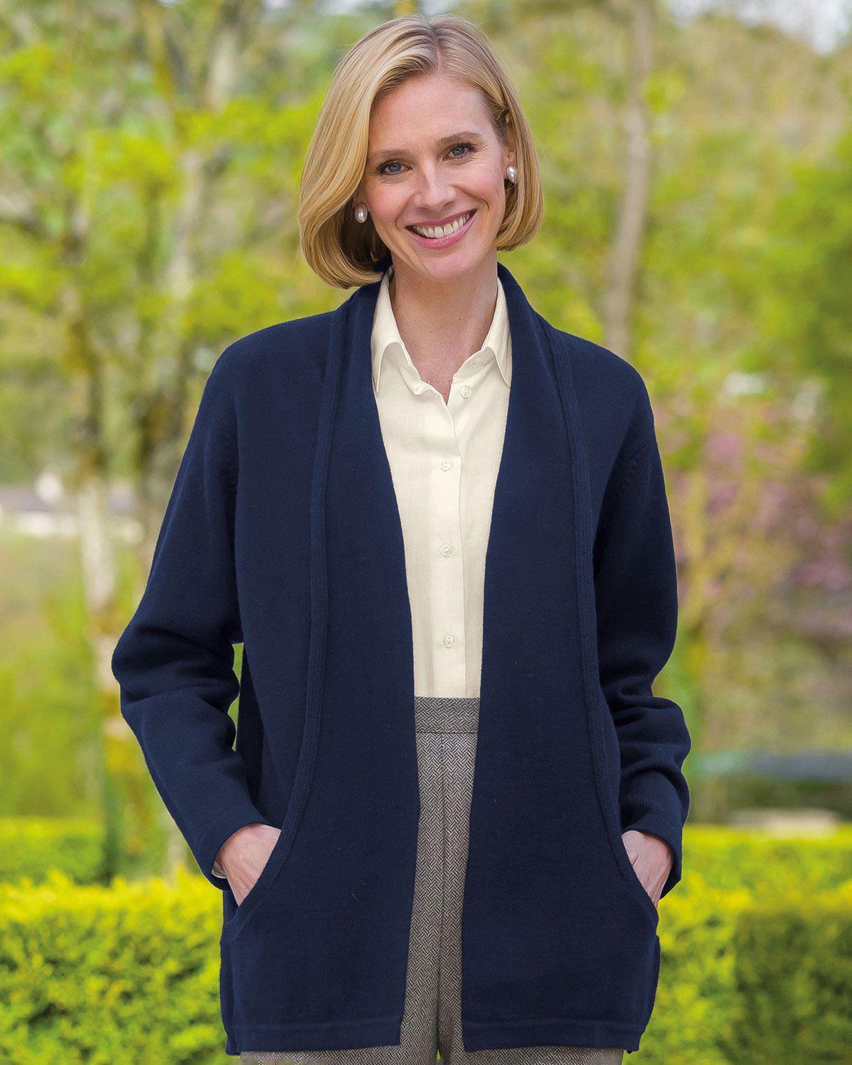 Sienna Pure Lambswool Edge to Edge Cardigan – Navy-Tactilefable