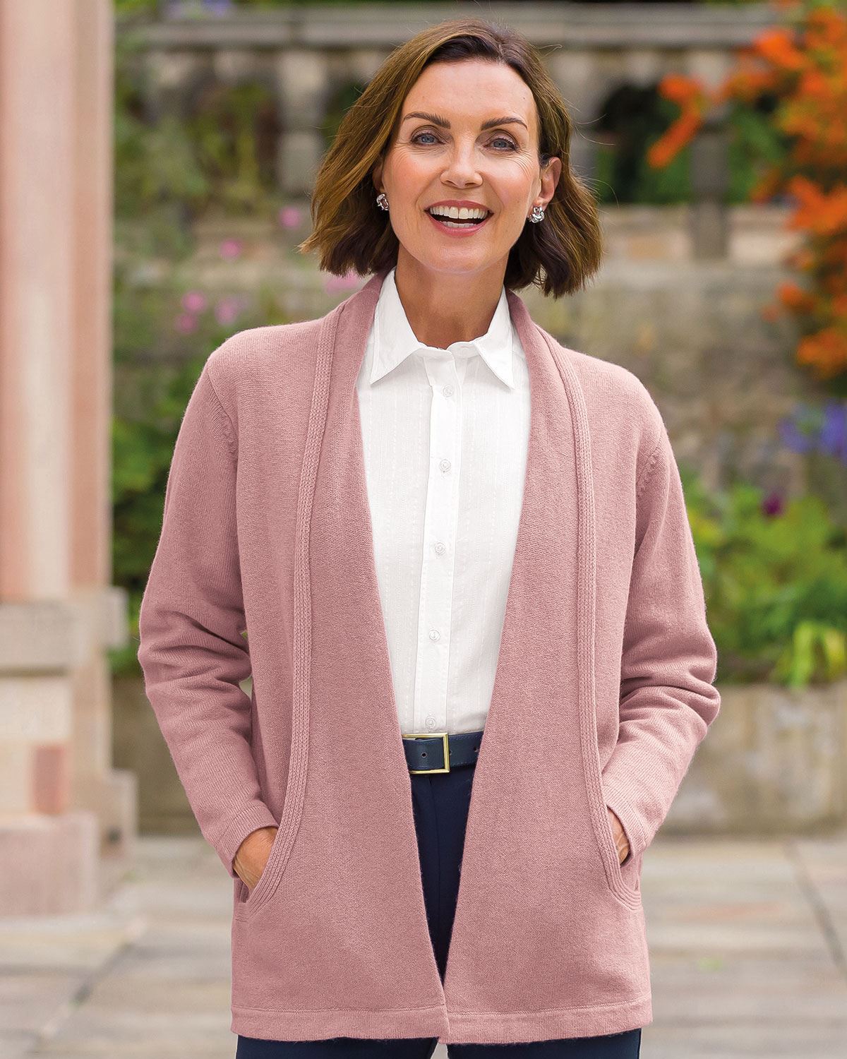 Sienna Pure Lambswool Edge to Edge Cardigan – Dusky Rose-Tactilefable