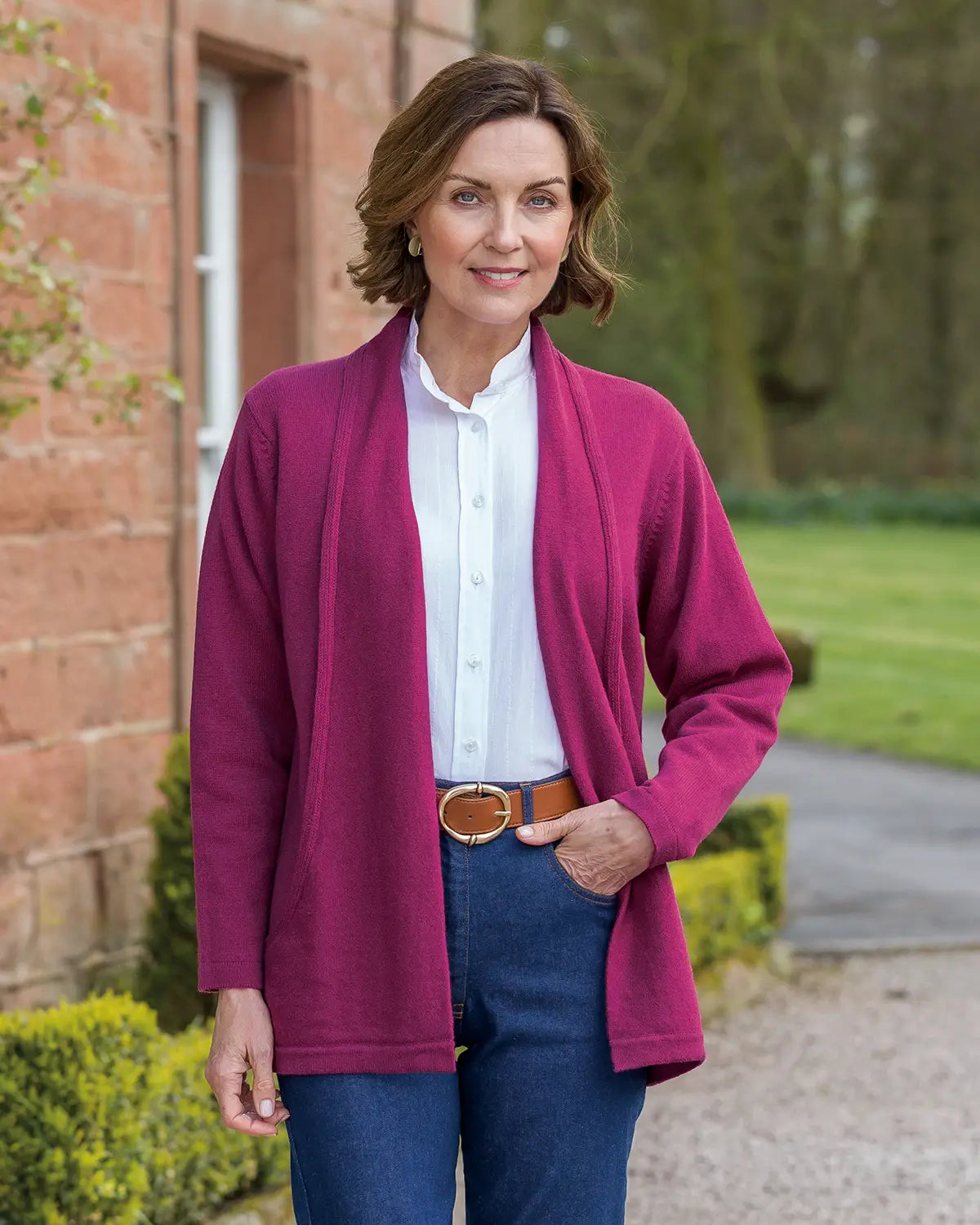 Sienna Pure Lambswool Edge to Edge Cardigan – Redcurrant-Tactilefable
