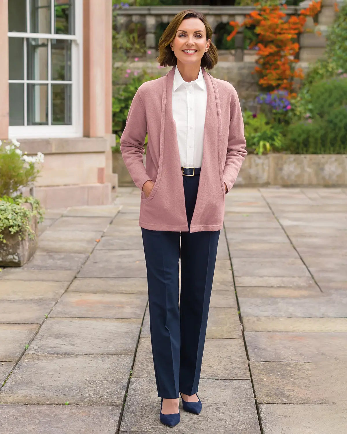 Sienna Pure Lambswool Edge to Edge Cardigan – Dusky Rose-Tactilefable