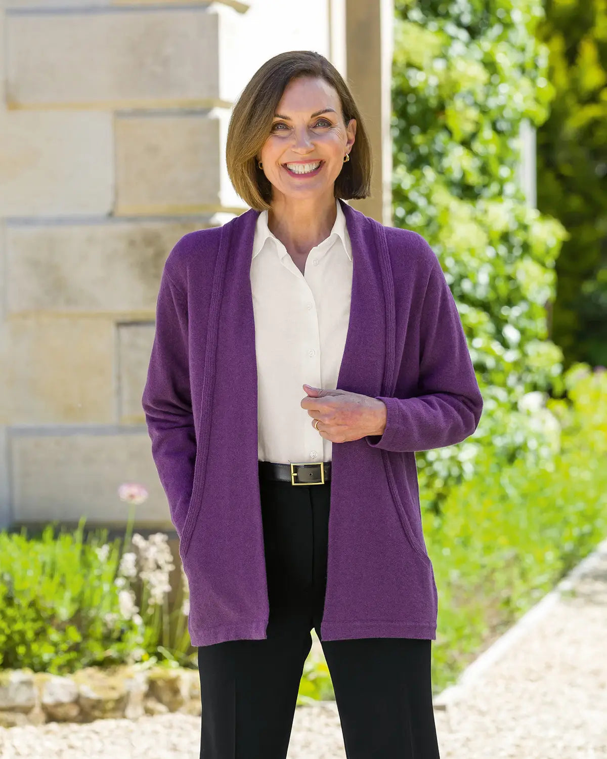 Sienna Pure Lambswool Edge to Edge Cardigan – Violet-Tactilefable
