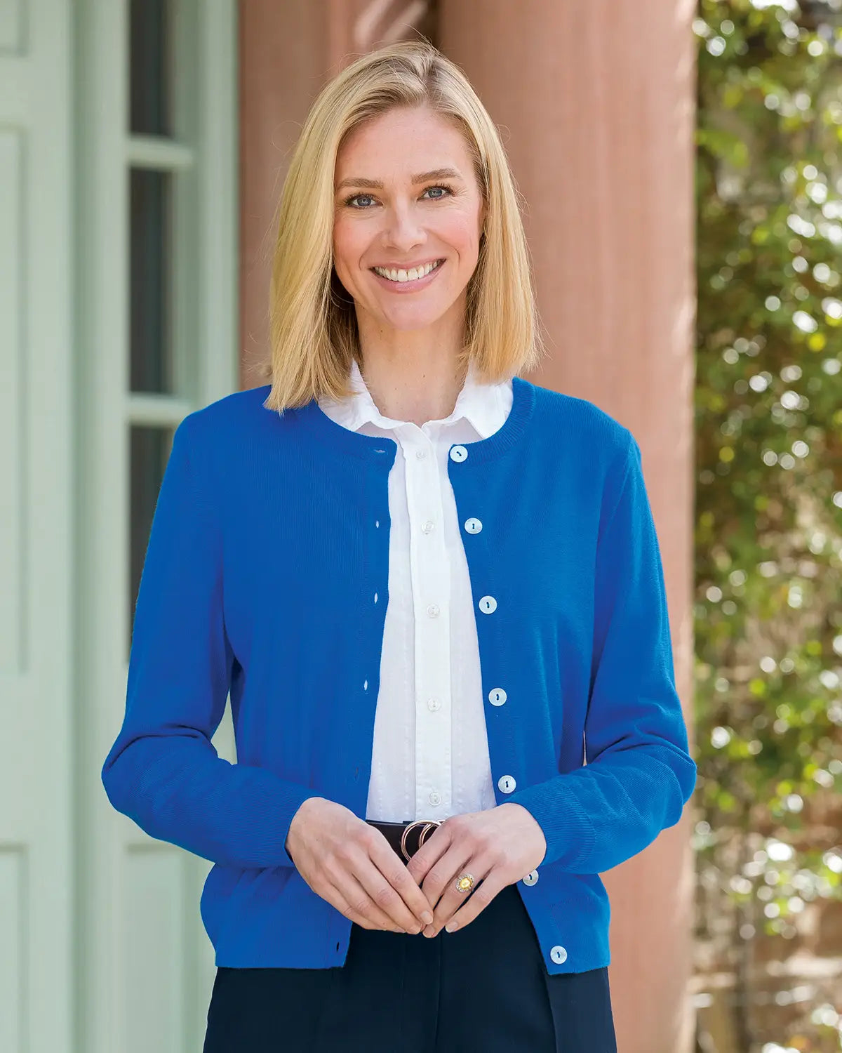 Ladies’ Pure Merino Wool Short Cardigan – Azure-Tactilefable