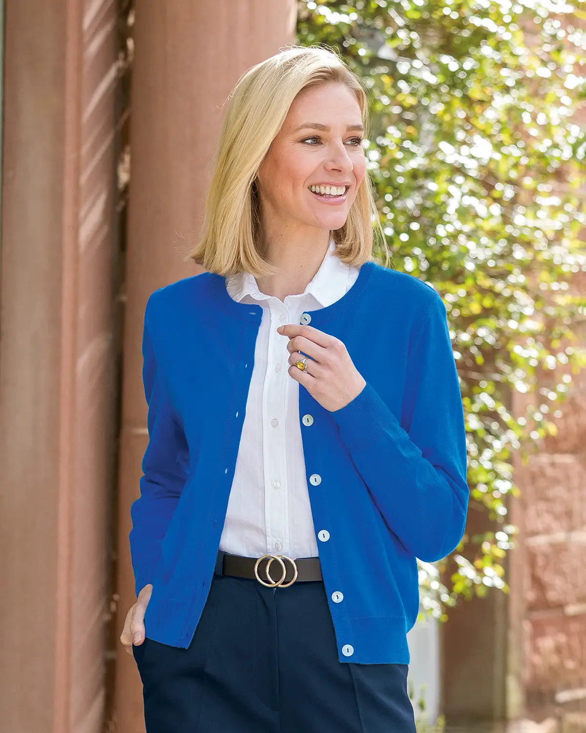 Ladies’ Pure Merino Wool Short Cardigan – Azure-Tactilefable
