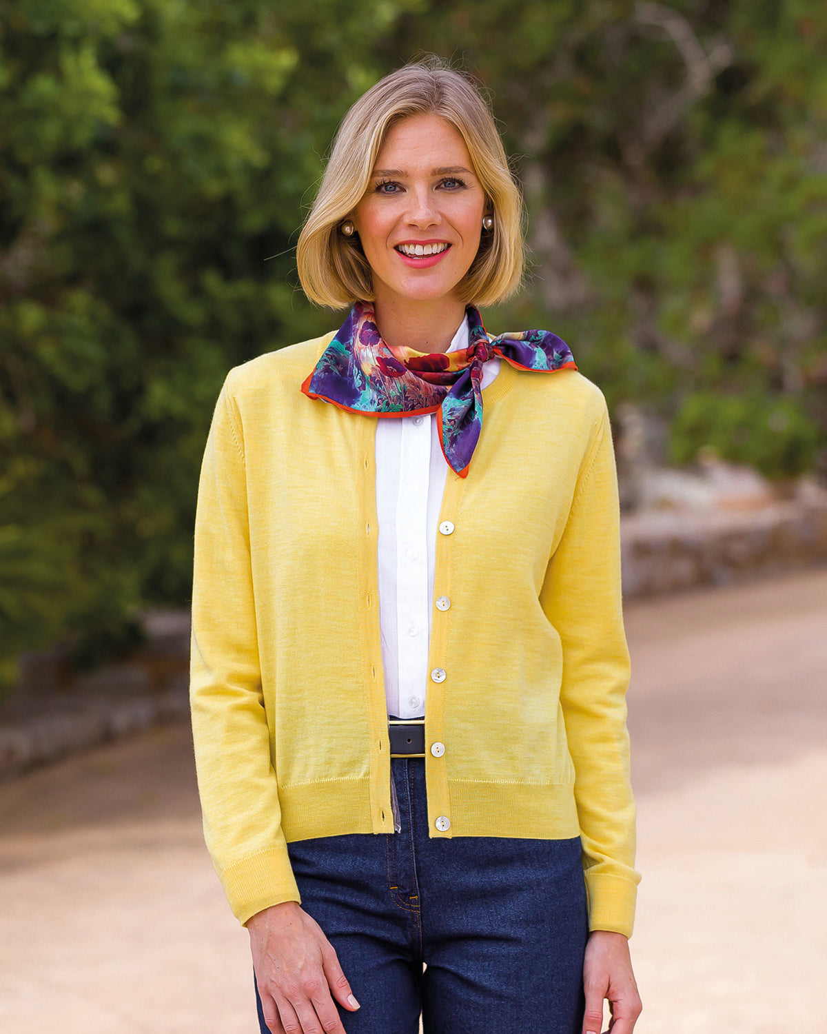 Ladies’ Pure Merino Wool Short Cardigan – Lemon-Tactilefable