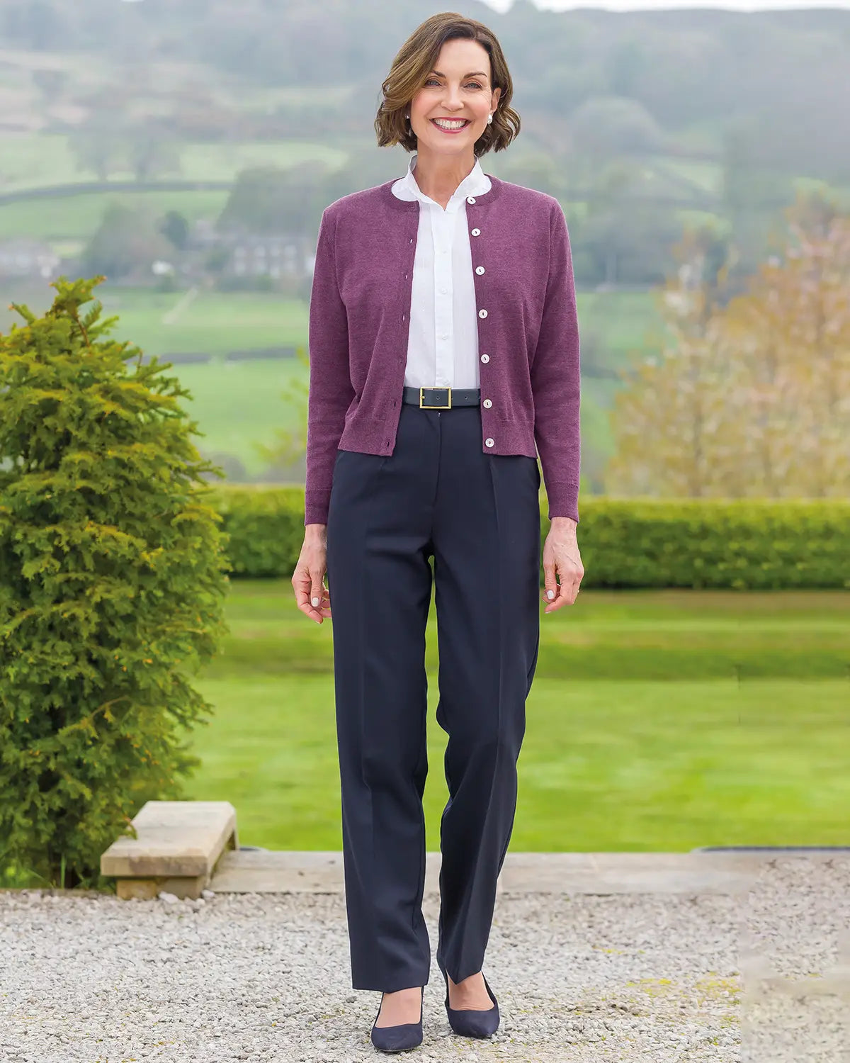 Ladies’ Pure Merino Wool Short Cardigan – Plum-Tactilefable