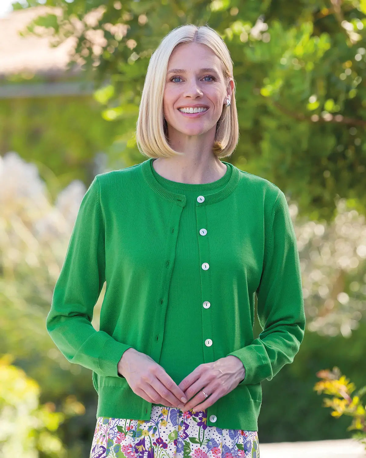 Ladies’ Pure Merino Wool Short Cardigan – Watercress-Tactilefable