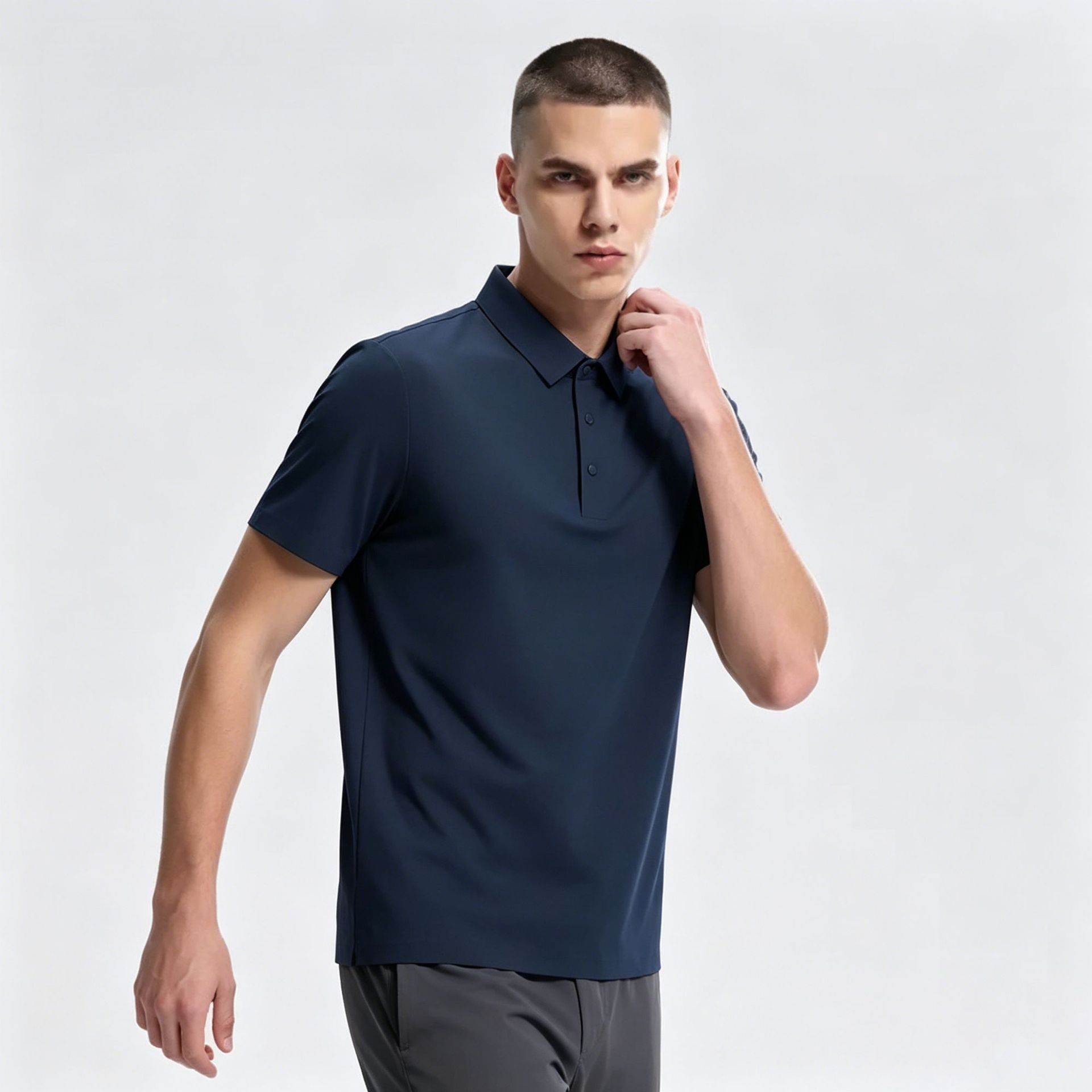 Men's Quick-Drying Solid Color Slim Fit Short-Sleeved Casual Polo Shirt-Tactilefable