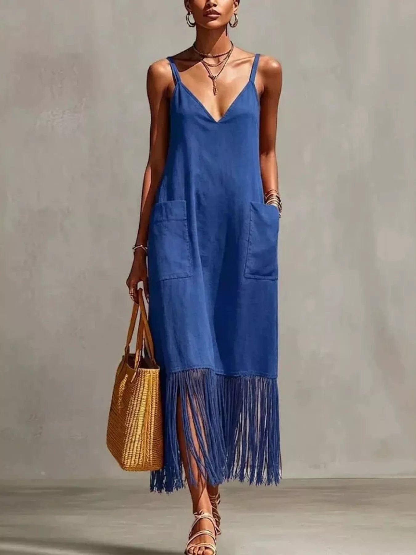 Coco Fringe Spaghetti Strap Dress | 5 Colors-Tactilefable