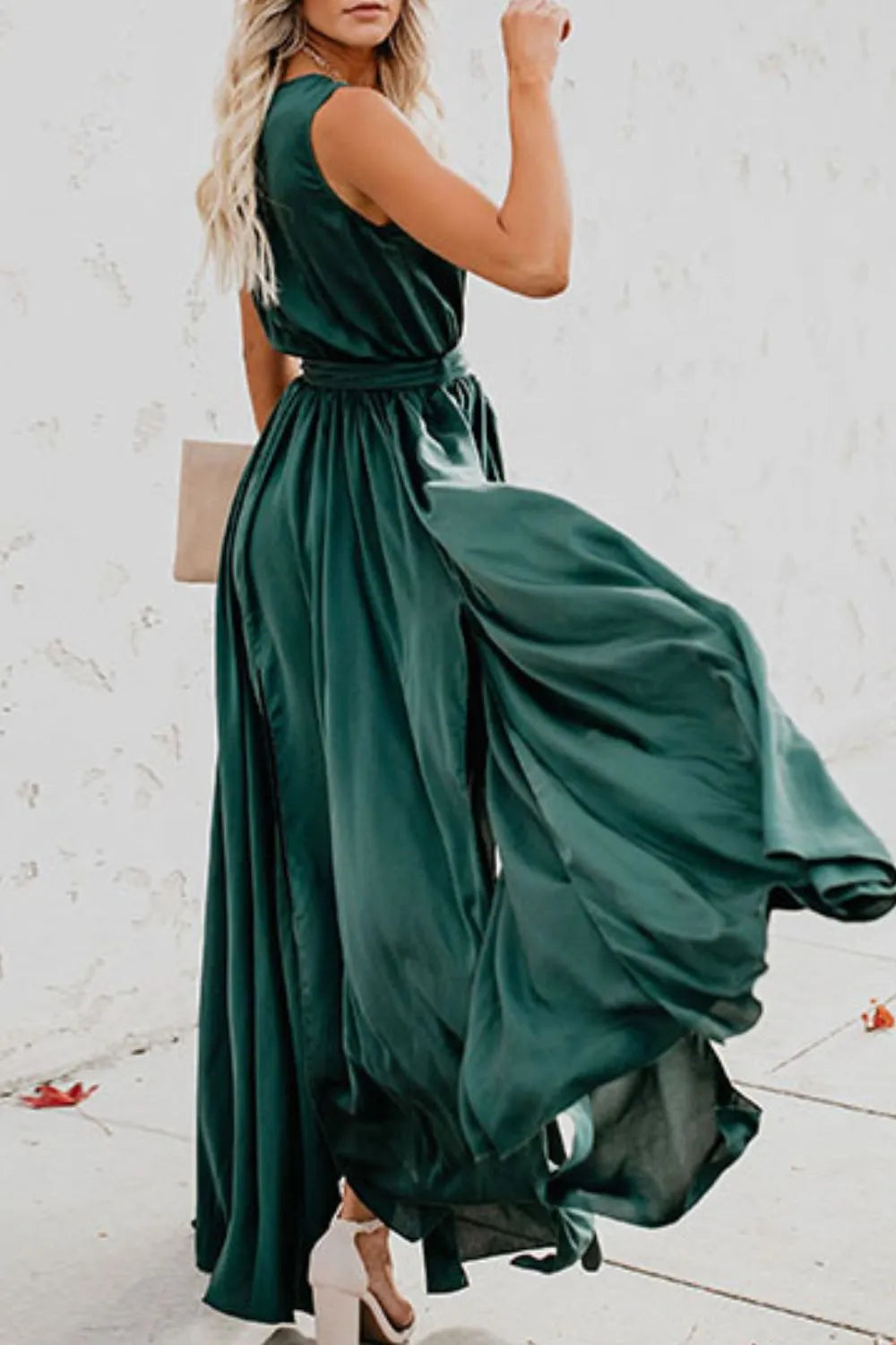 Gilded Hour Surplice Tie Waist Maxi Dress | 3 colors | Poundton-Tactilefable