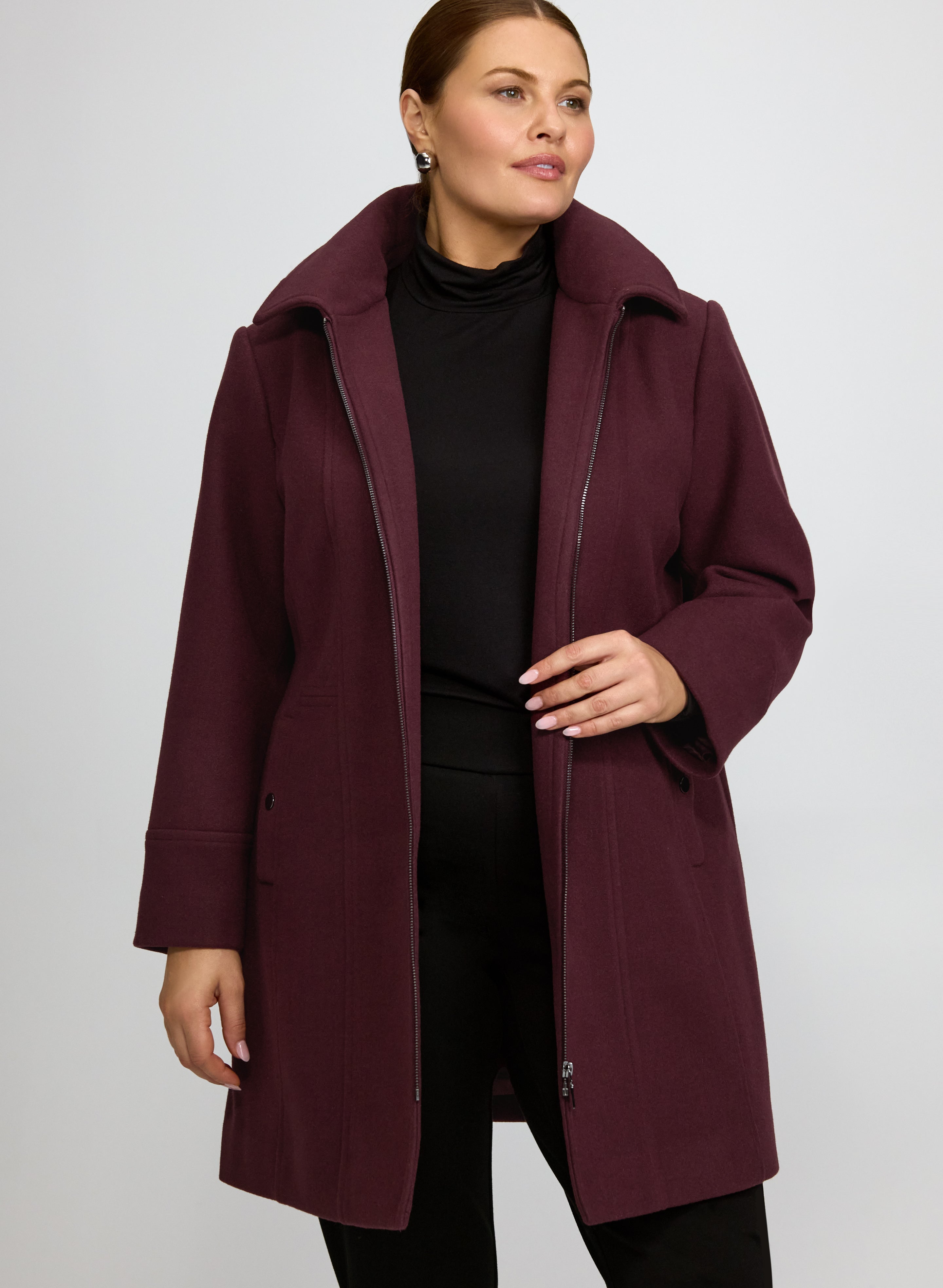 Stretch Faux-Wool Coat-Tactilefable