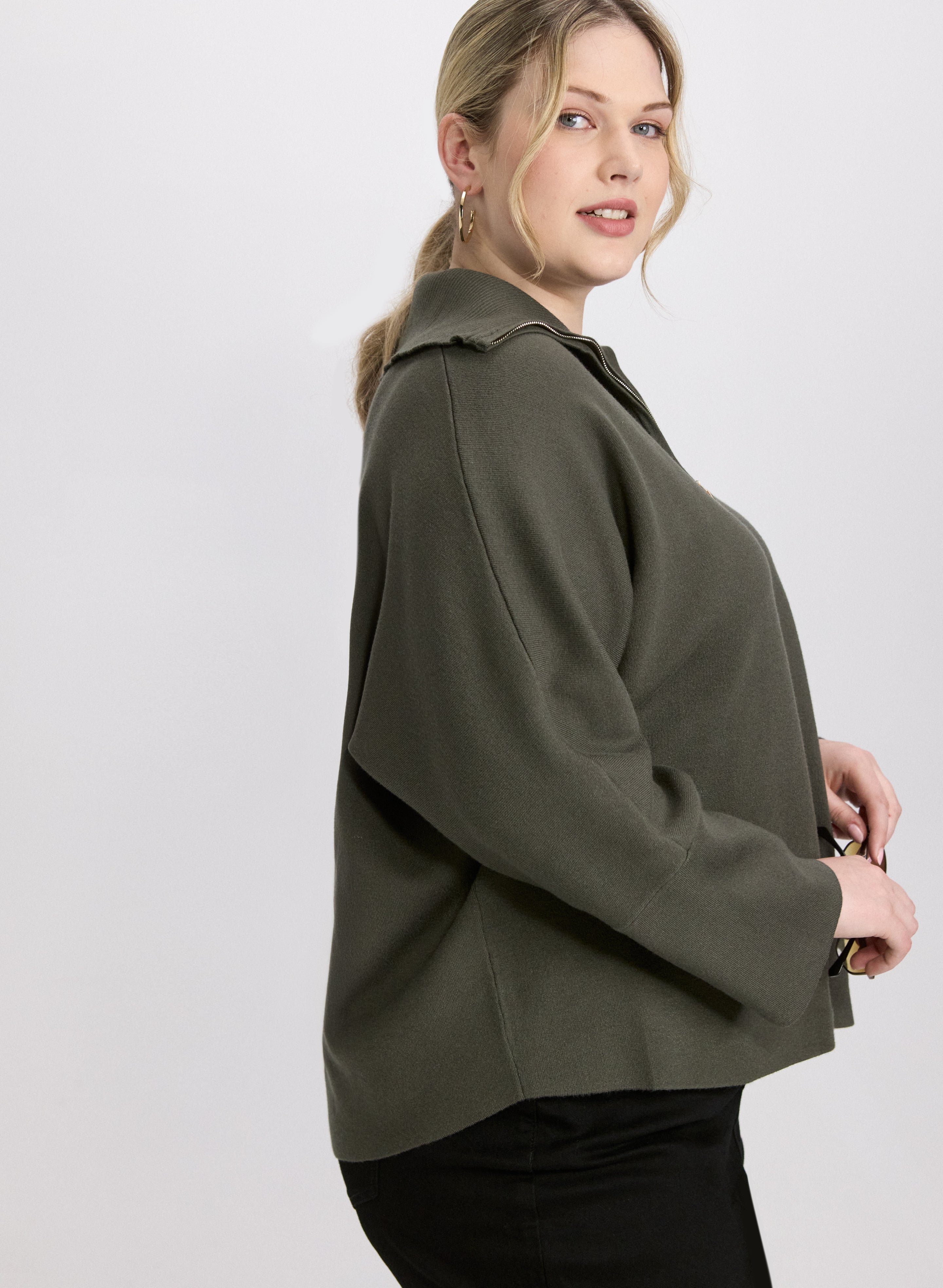 Joseph Ribkoff - Zip-Up Pullover Sweater-Tactilefable