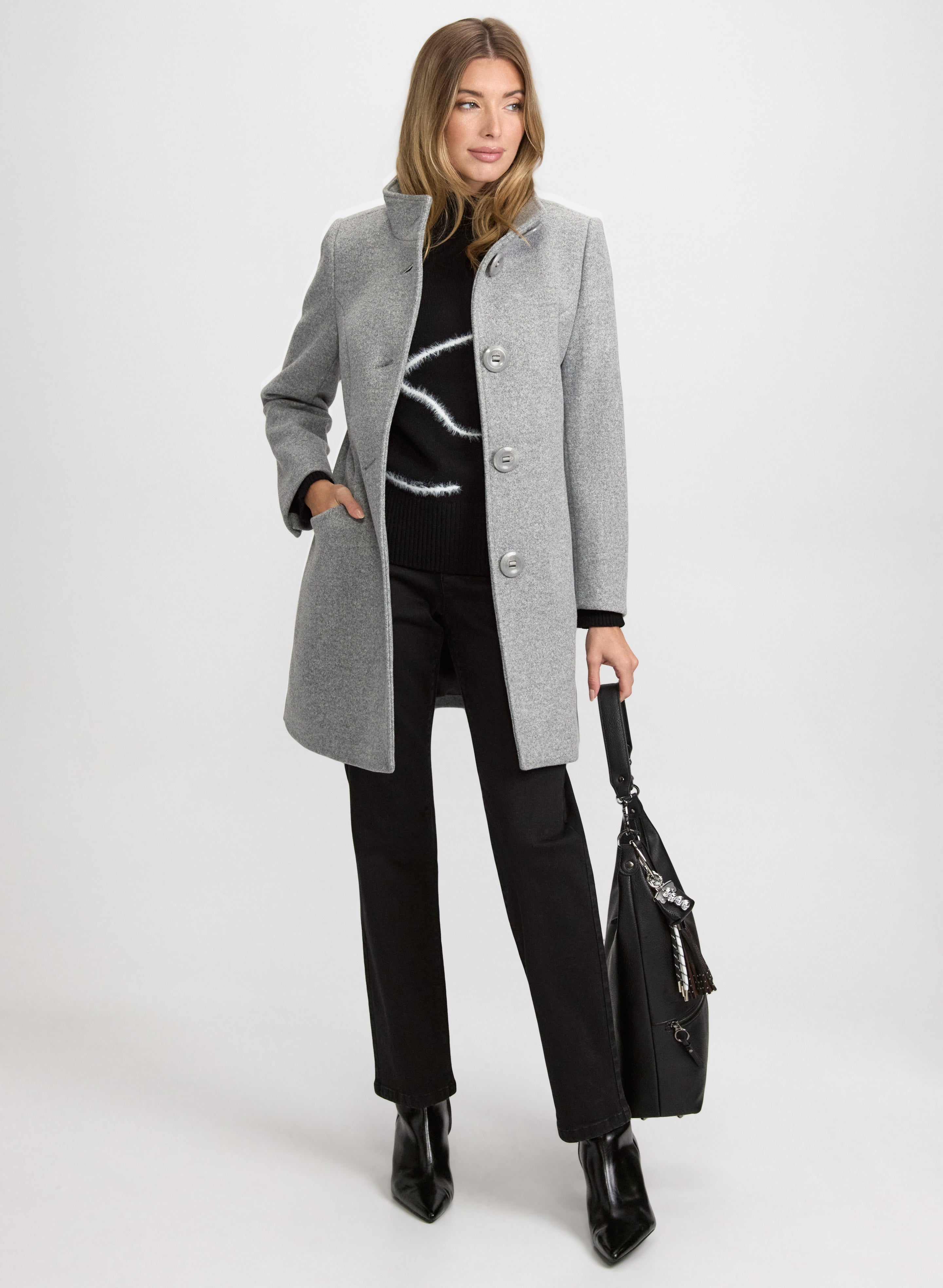 Stretch Wool-Blend Coat-Tactilefable