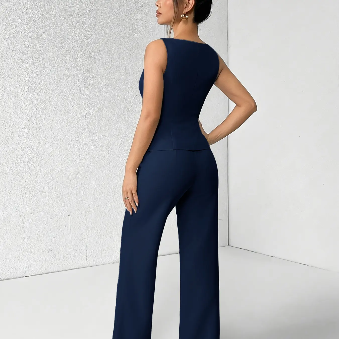 Women's Button Front Tank Top & Palazzo Pants Set