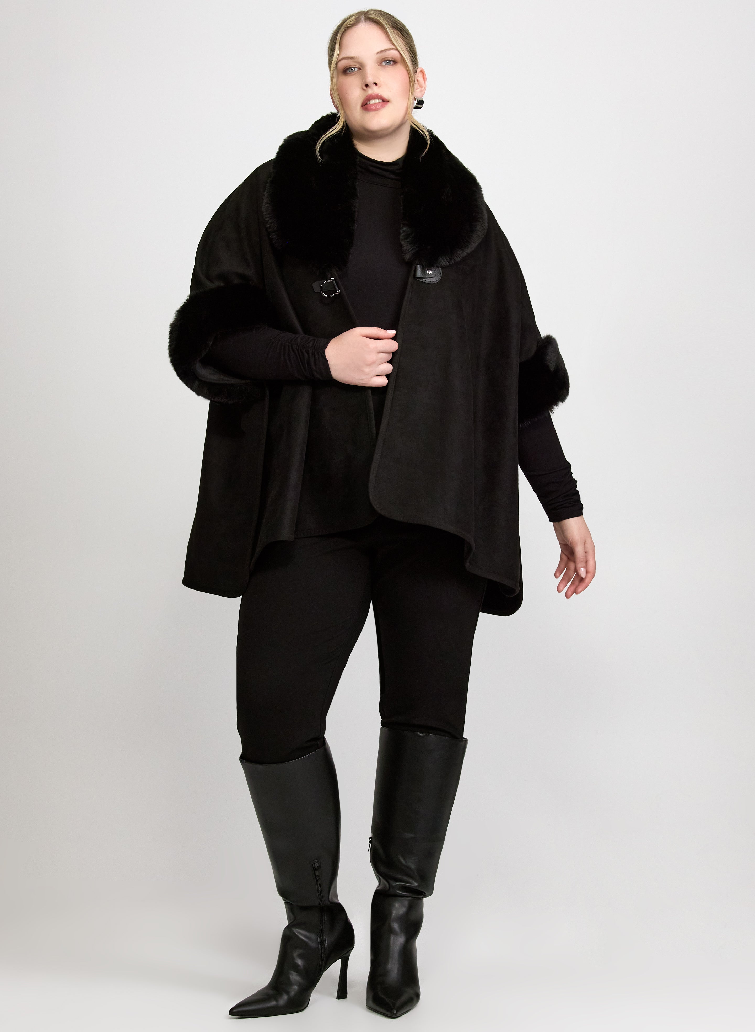Faux-Suede Poncho-Tactilefable