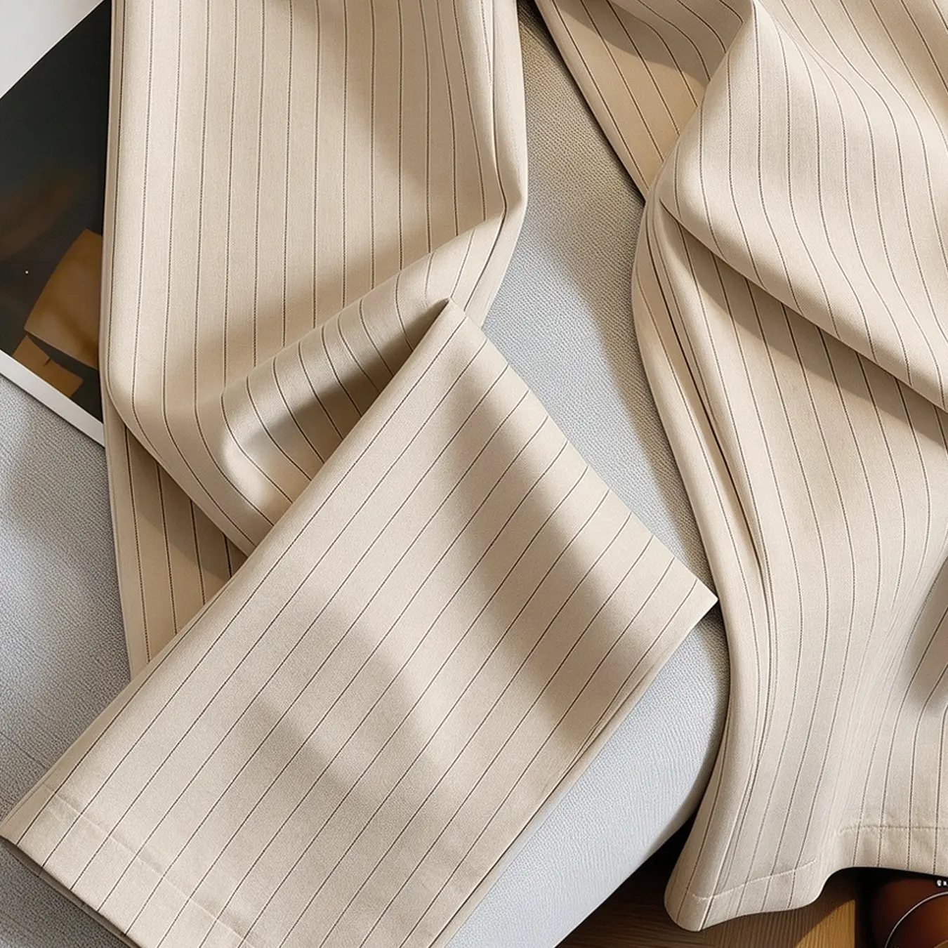 Women's Vertical Stripe High-Waist Suit Pants