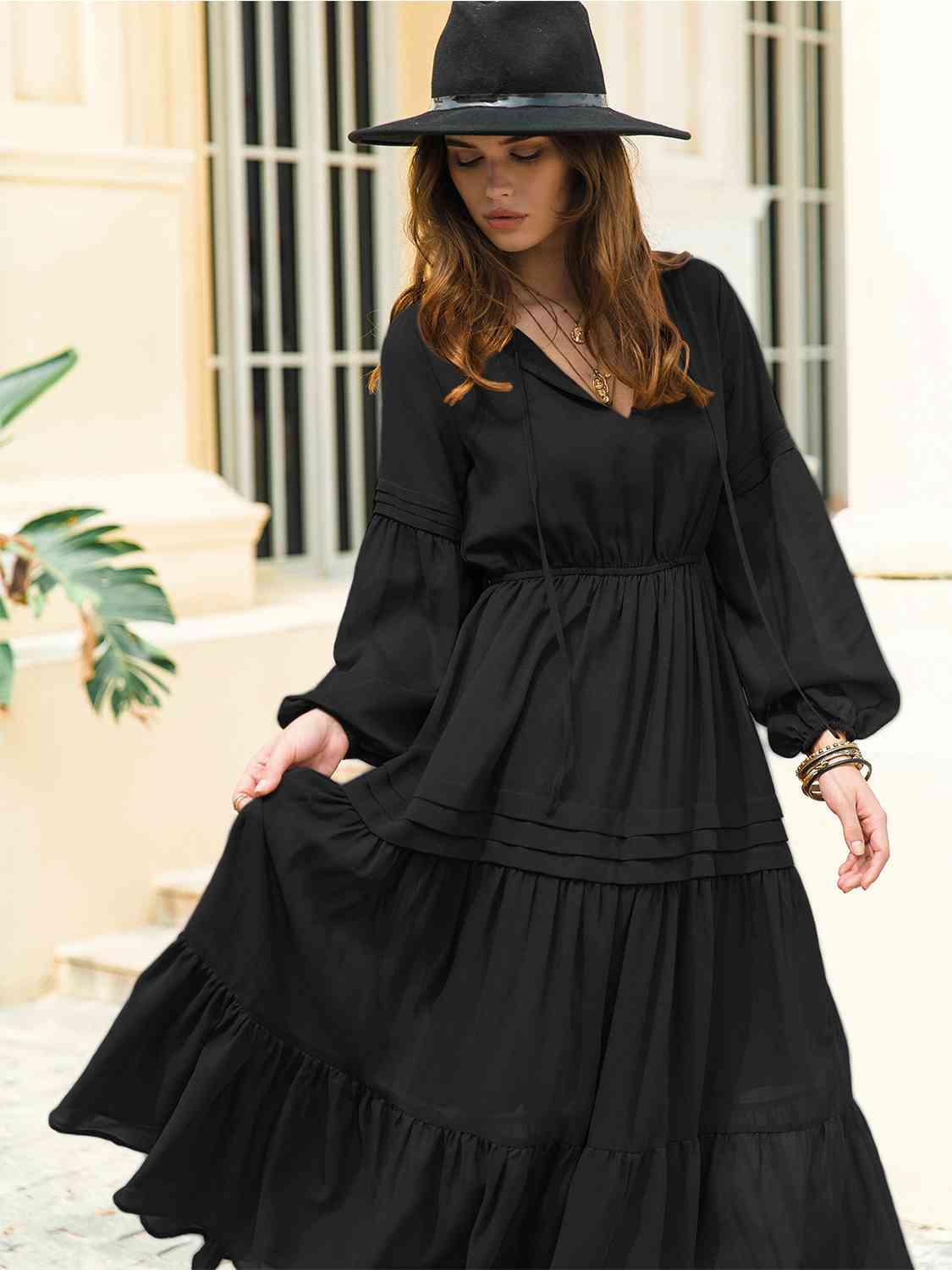 Dreams 70s Witchy Peasant Tiered Maxi Dress | 7 Colors-Tactilefable