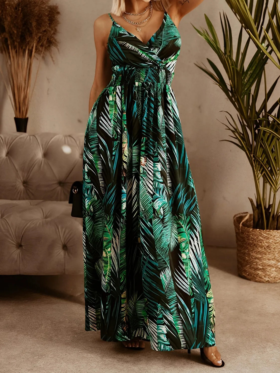 Surplice Maxi Cami Dress | 2 Colors| Poundton-Tactilefable