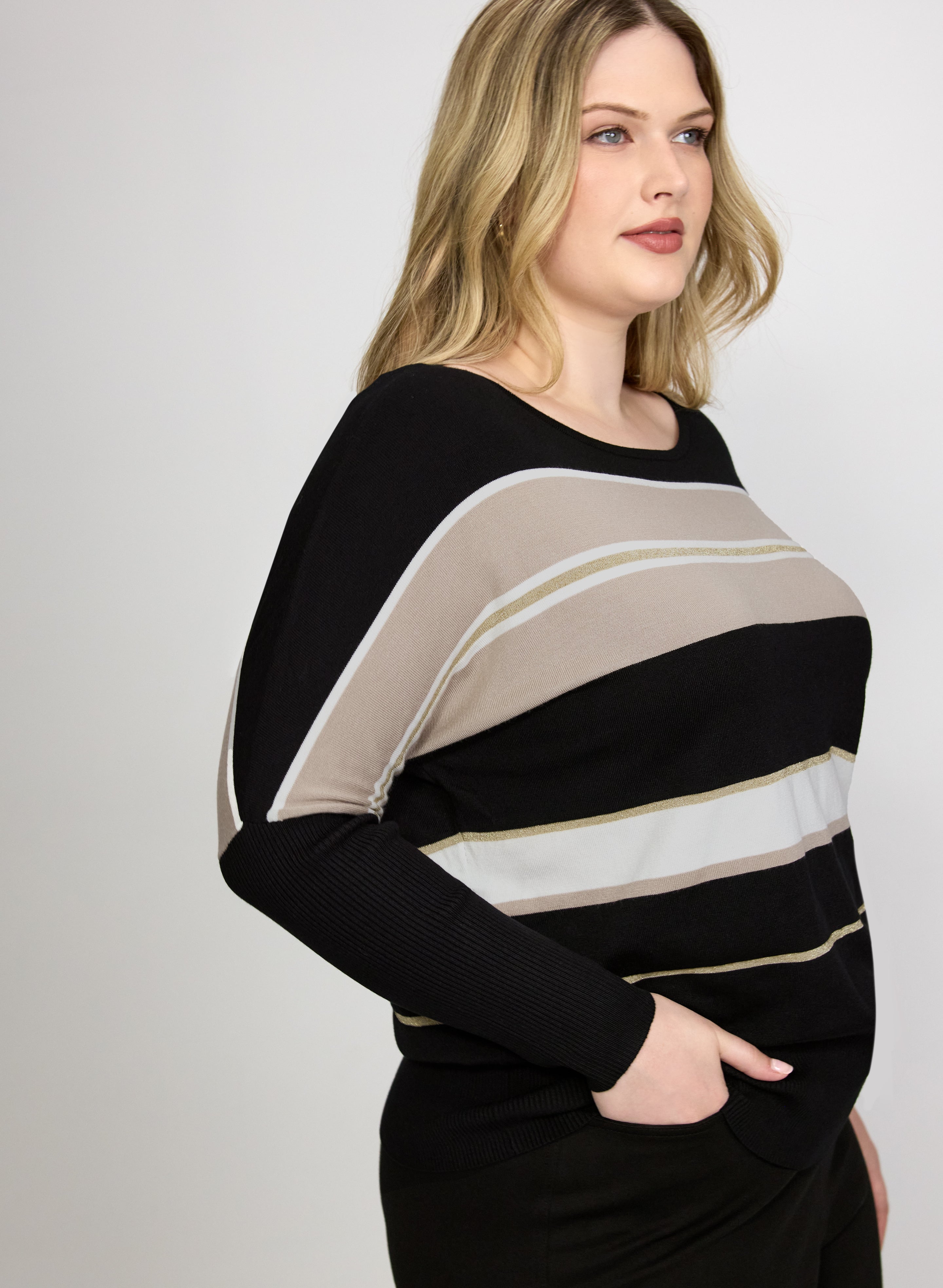 Stripe Boat Neck Pullover-Tactilefable
