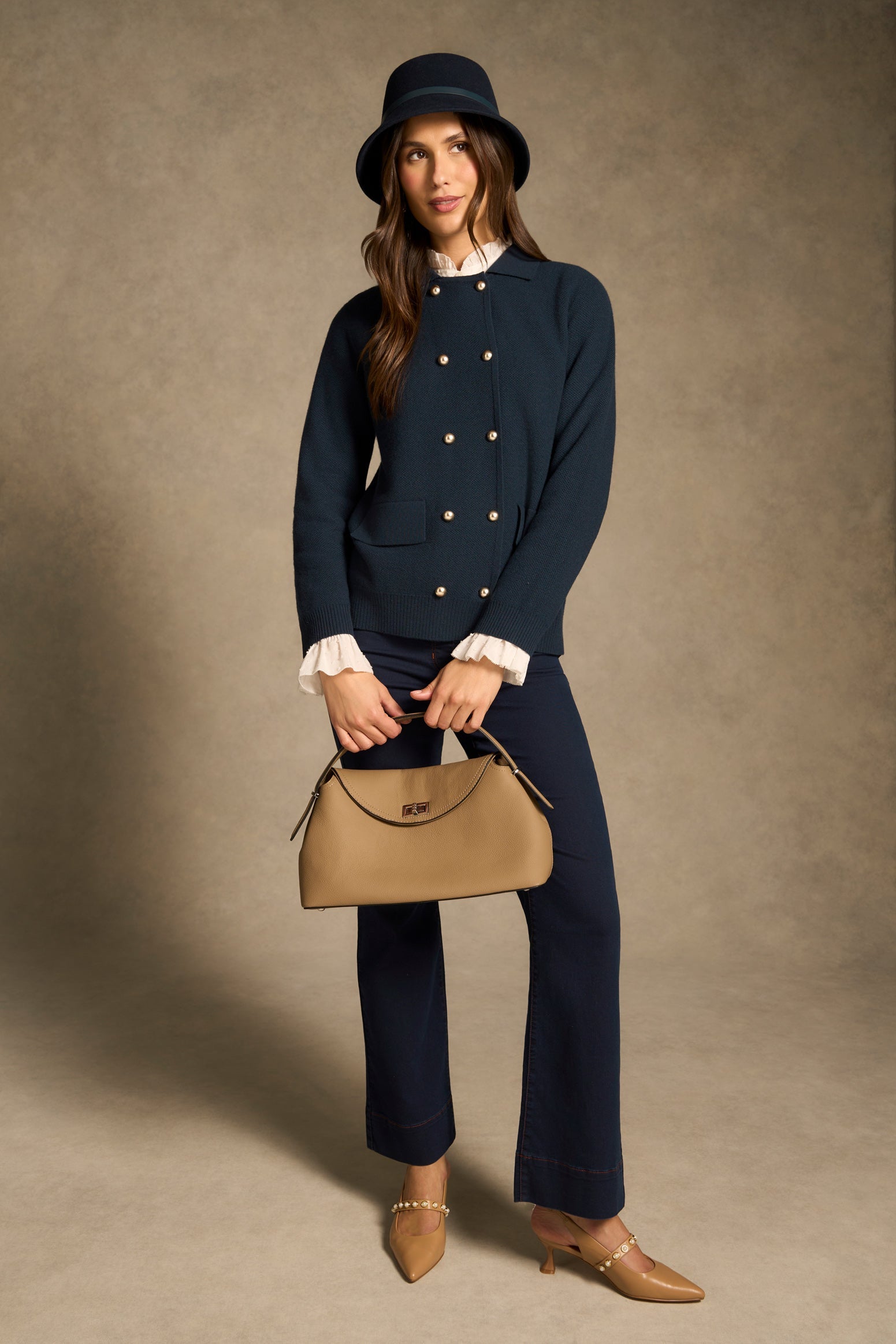 Double Breast Wool Cardi - Ink-Tactilefable