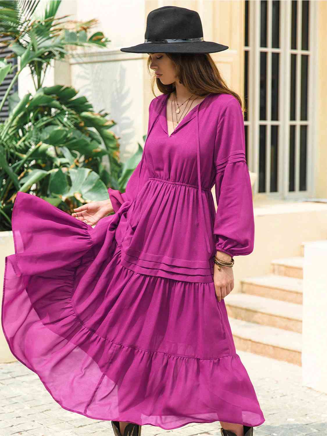 Dreams 70s Witchy Peasant Tiered Maxi Dress | 7 Colors-Tactilefable
