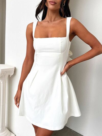 Arabella Devine Bow Back Square Neck Mini Dress | 4 Colors-Tactilefable
