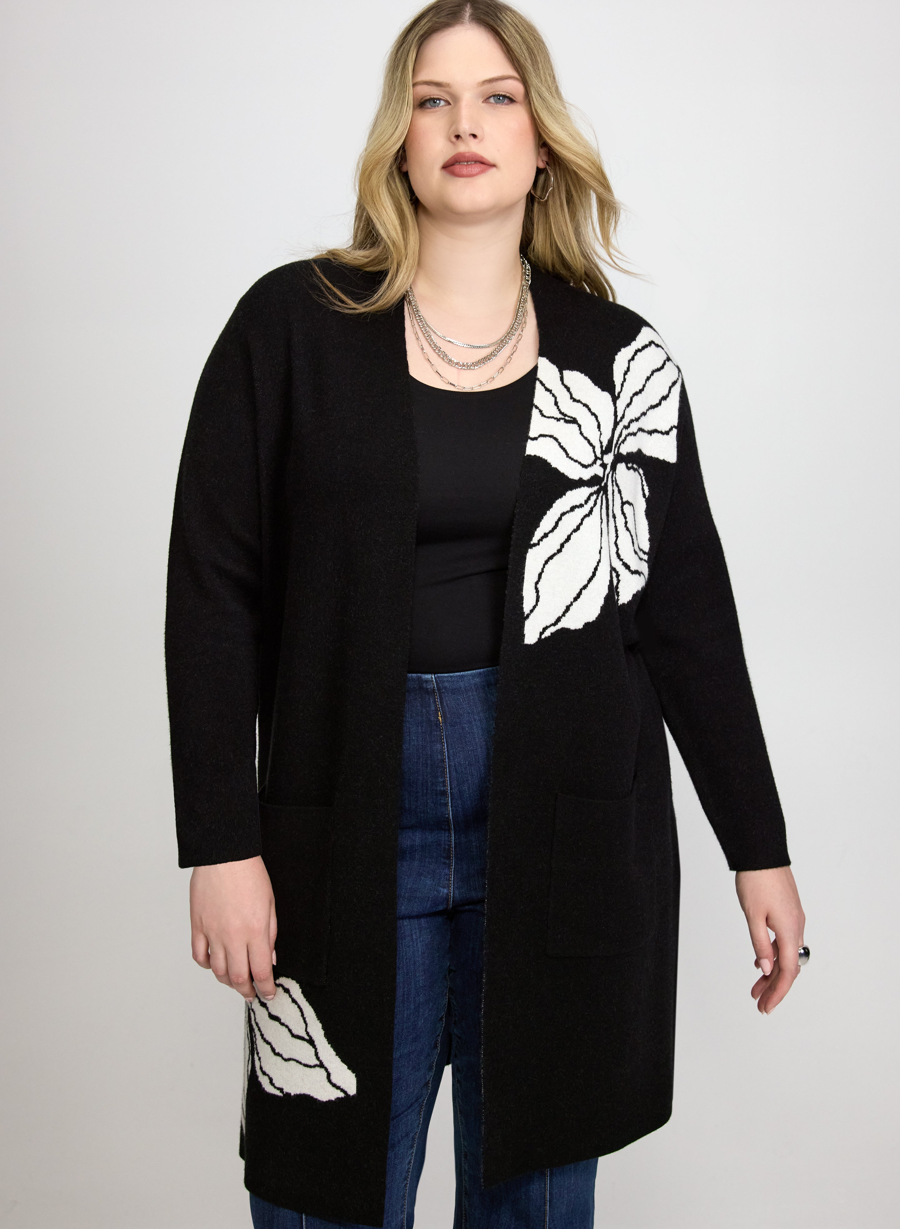 Floral Jacquard Cardigan-Tactilefable