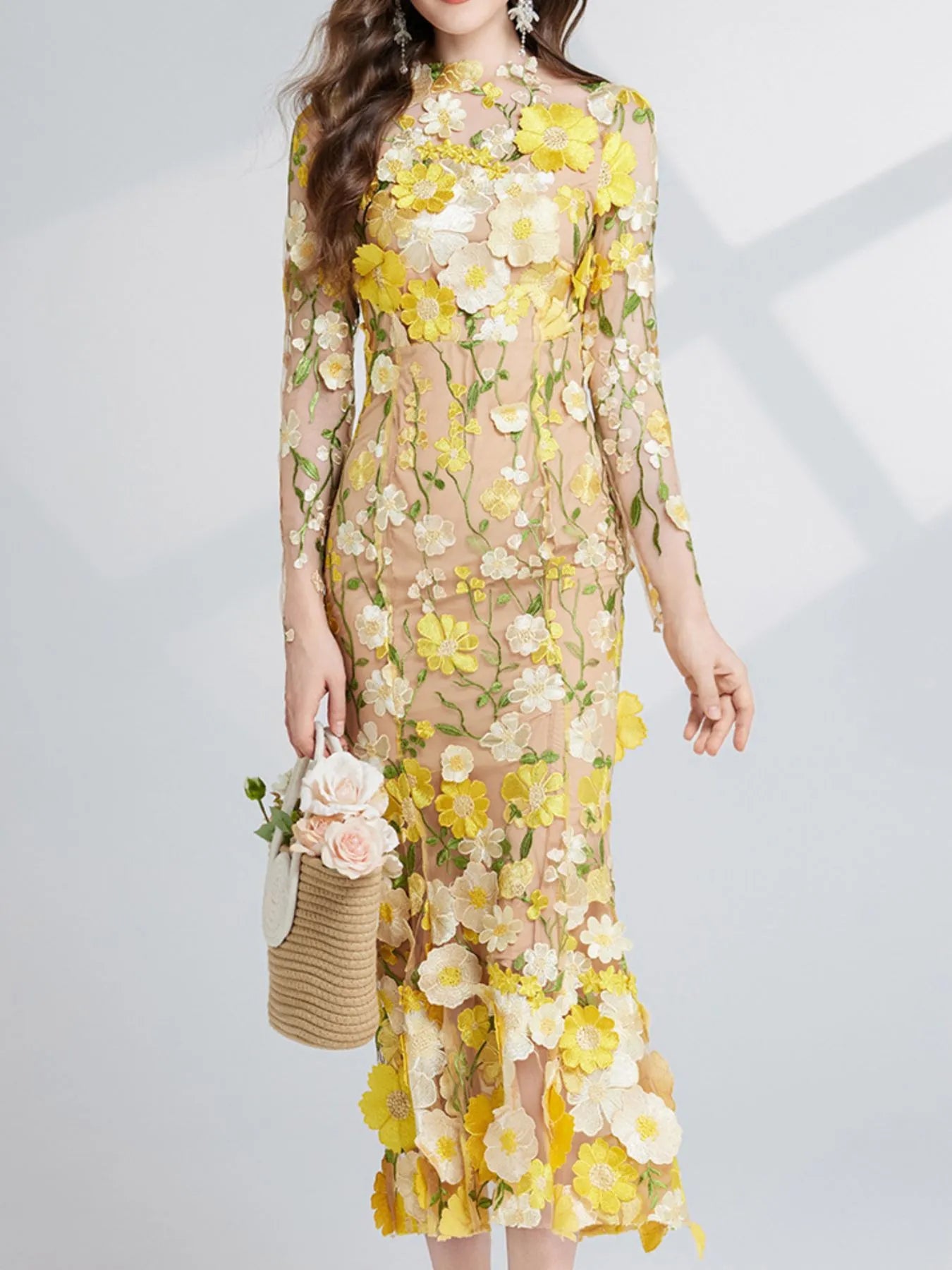 Enchanted Wildflower Mesh Maxi Dress | 4 Colors-Tactilefable