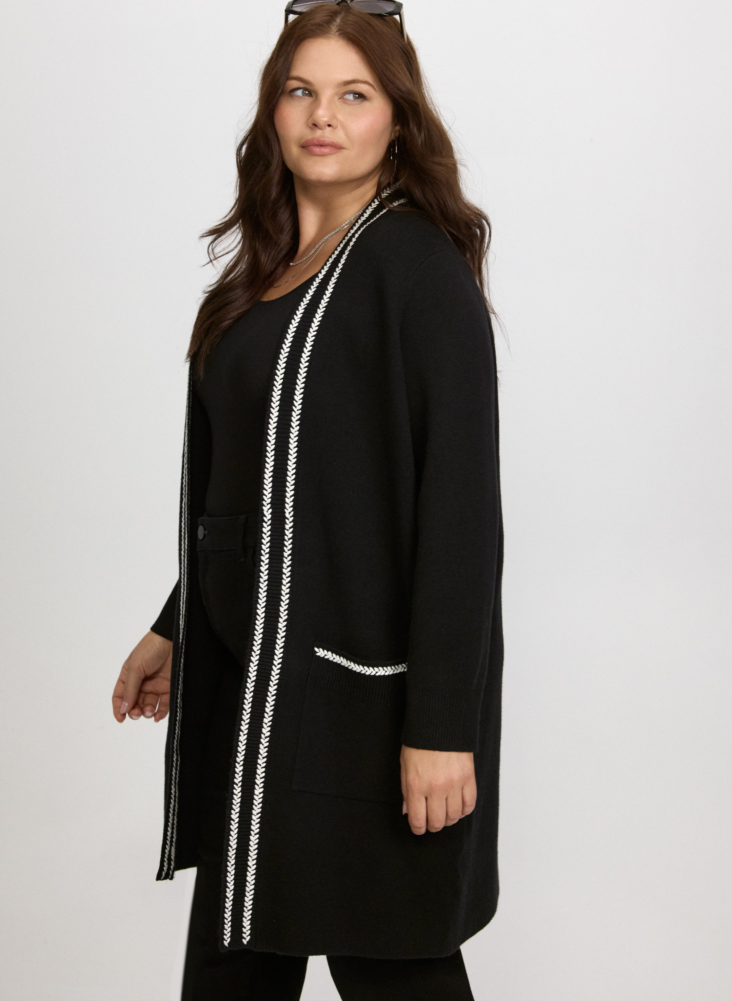 Contrast Stitch Cardigan-Tactilefable