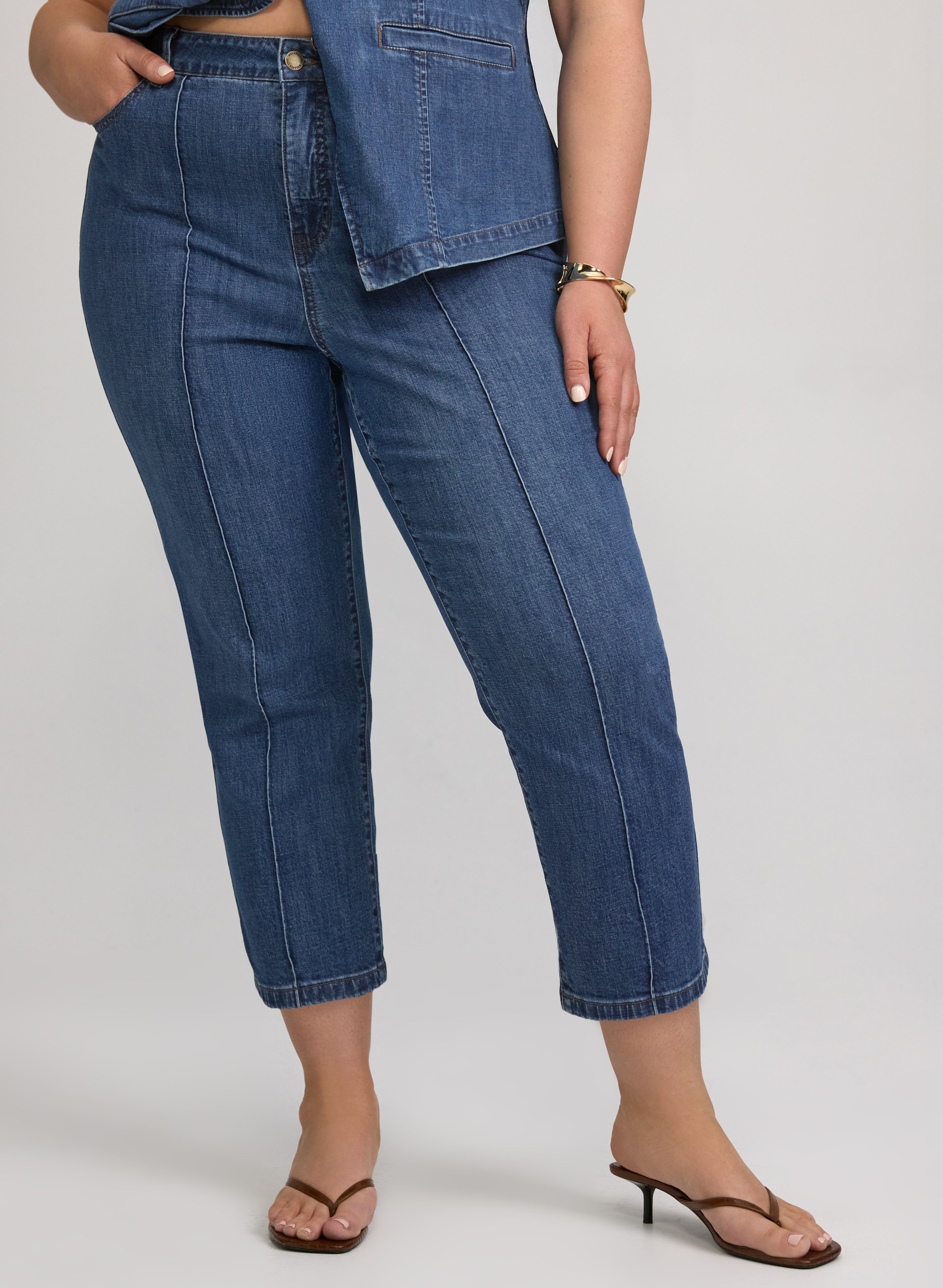 Melanie Lyne - Pinched Seam Denim Capris-Tactilefable