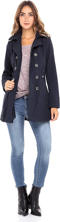 Women's Soft Shell Trench Coat with Detachable Hood-Tactilefable