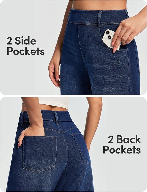 Stretchy Barrel Jeans Women High Waisted Pull On Denim Pants Trendy-Tactilefable
