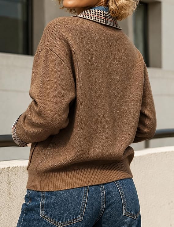 Womens Fall Button Down Knit Cardigan Jacket-Tactilefable