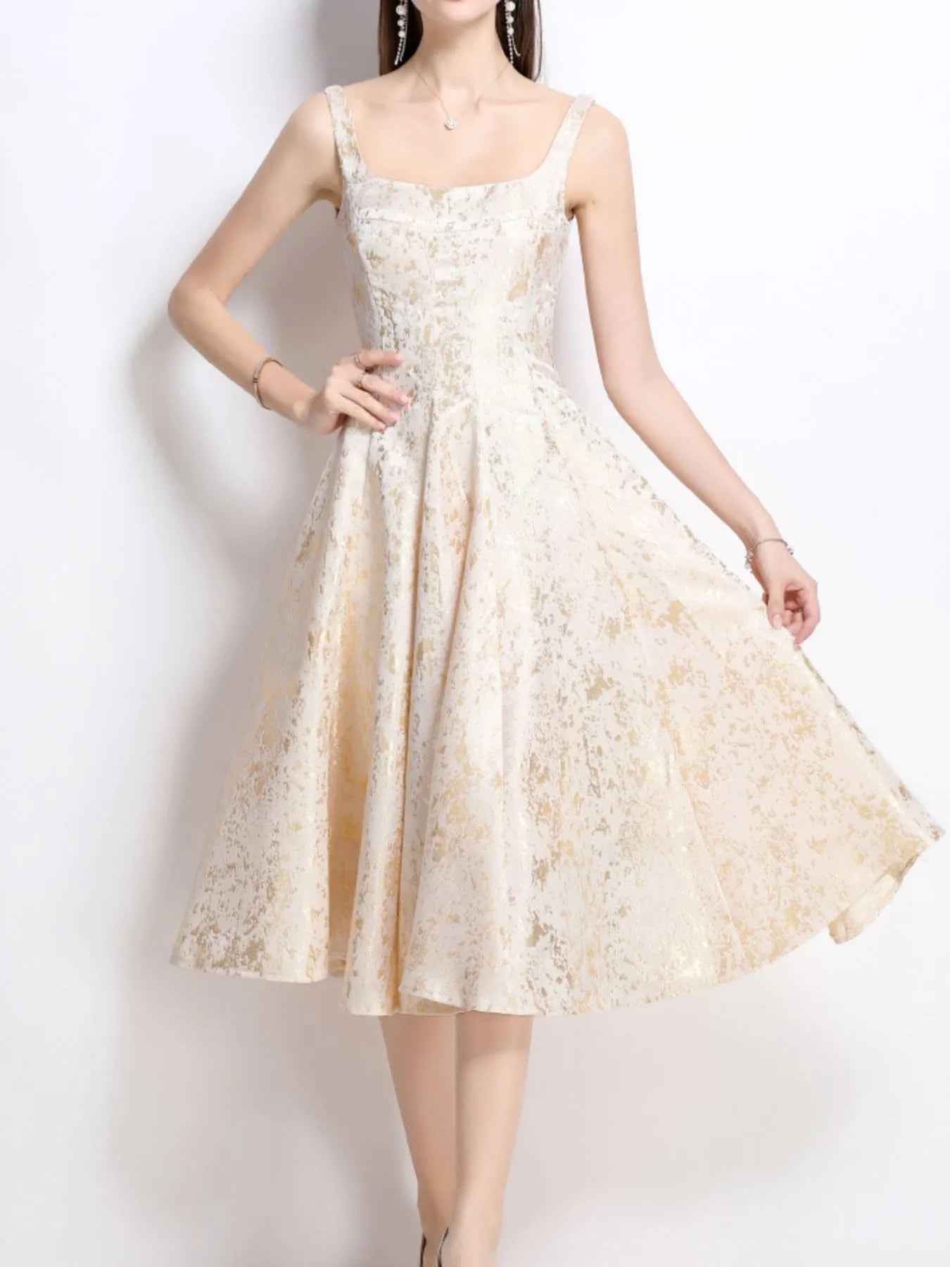 Marigold 50's Midi Dress-Tactilefable