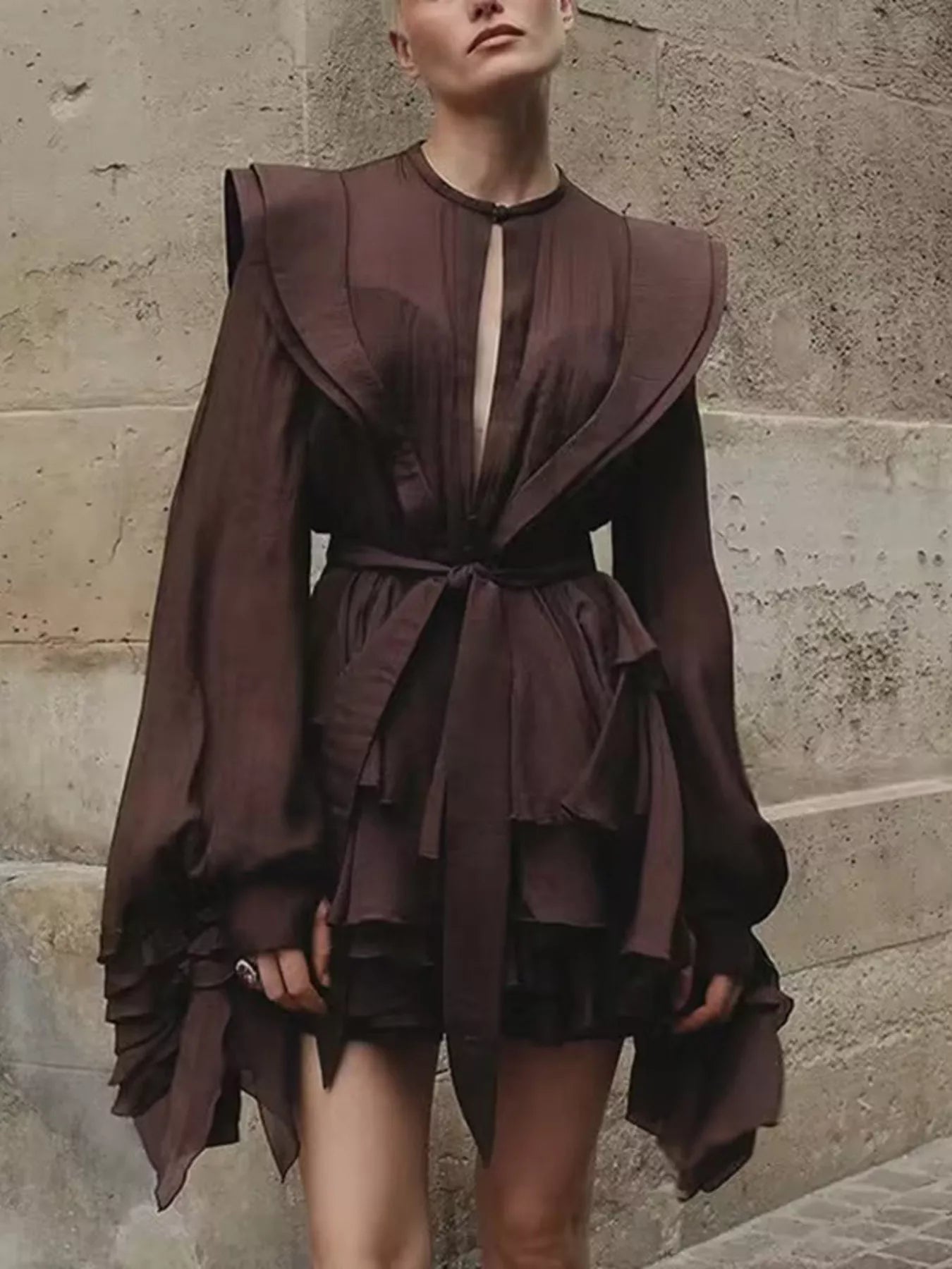 Layer Cake Ruffled Long Sleeve Mini Dress | 3 Colors-Tactilefable