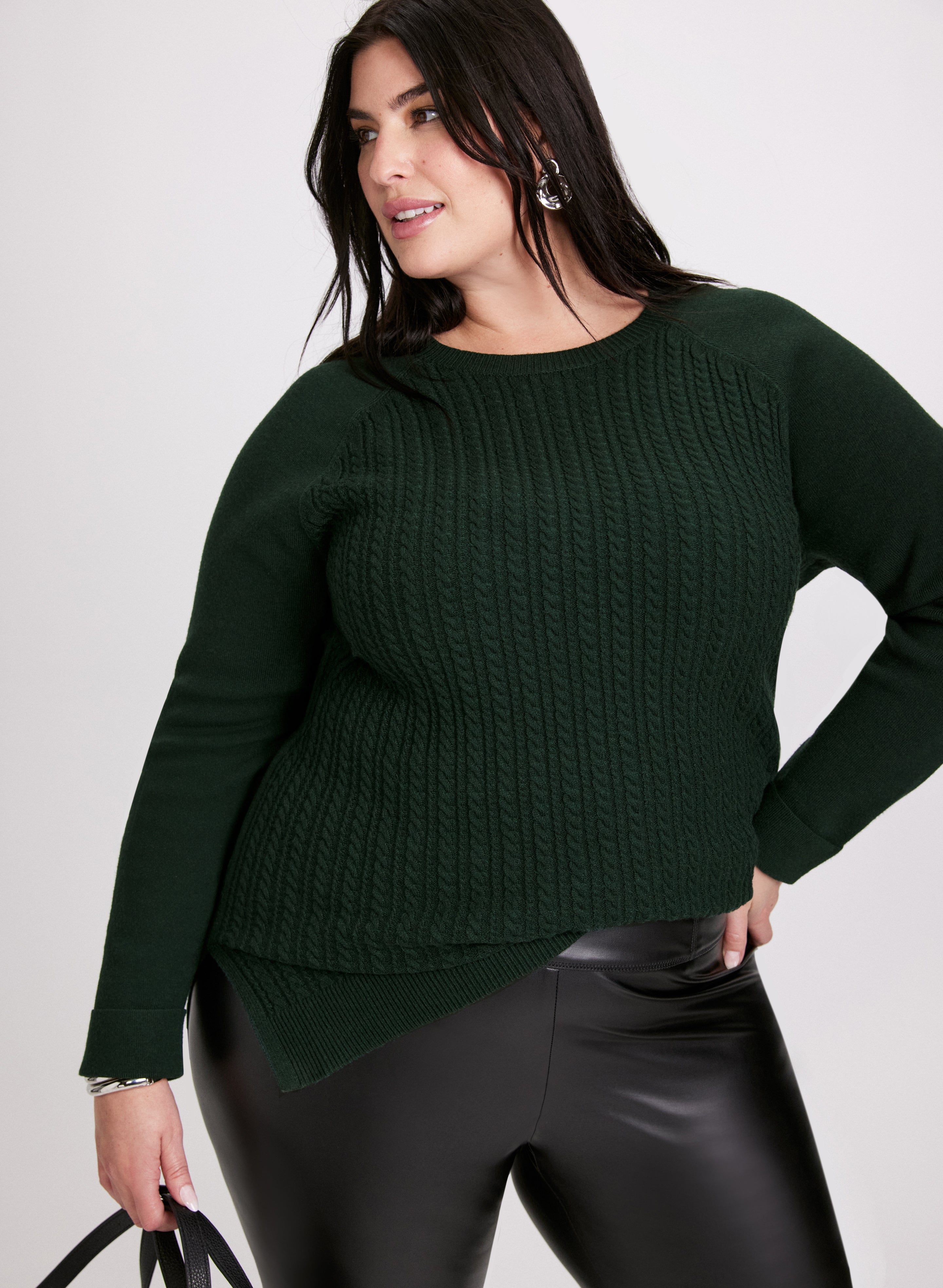 Cable Knit Tunic Sweater-Tactilefable