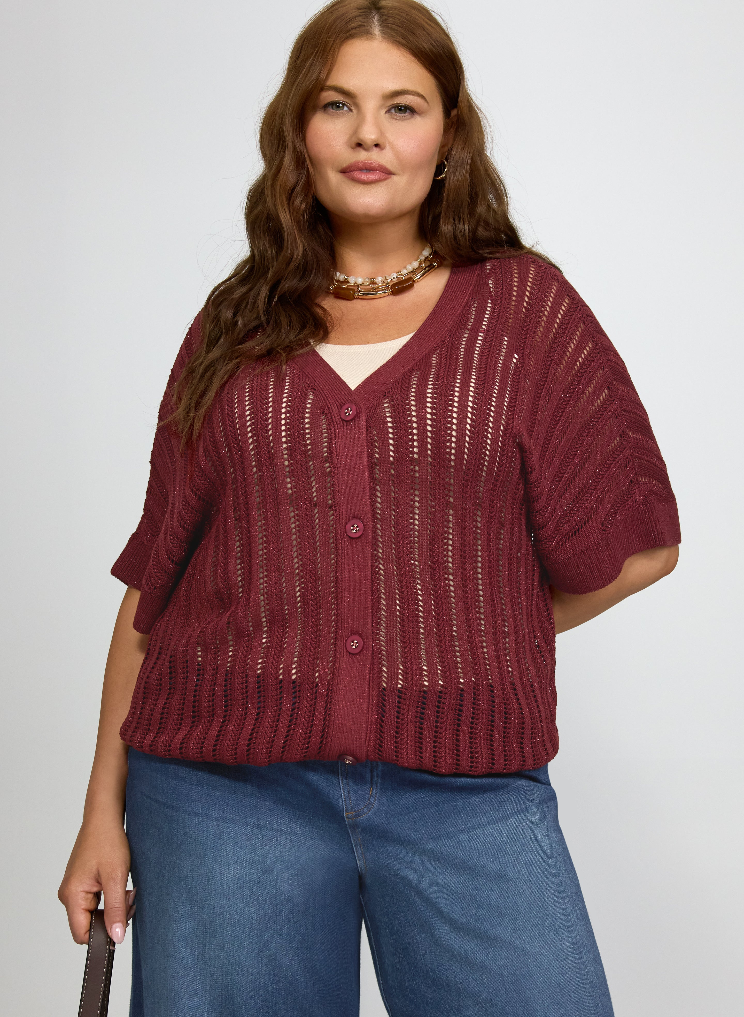 Lurex Short Sleeve Cardigan-Tactilefable