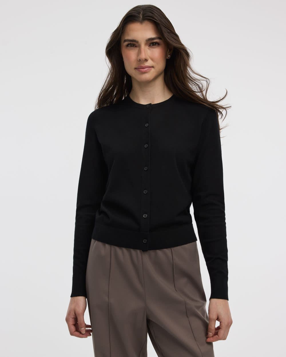 Crew-Neck Cardigan - R Essentials-Tactilefable