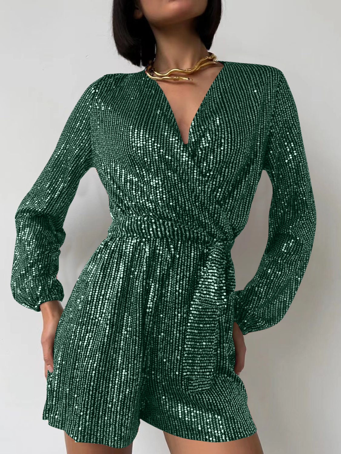 Tie Waist Long Sleeve Romper | 7 Colors-Tactilefable